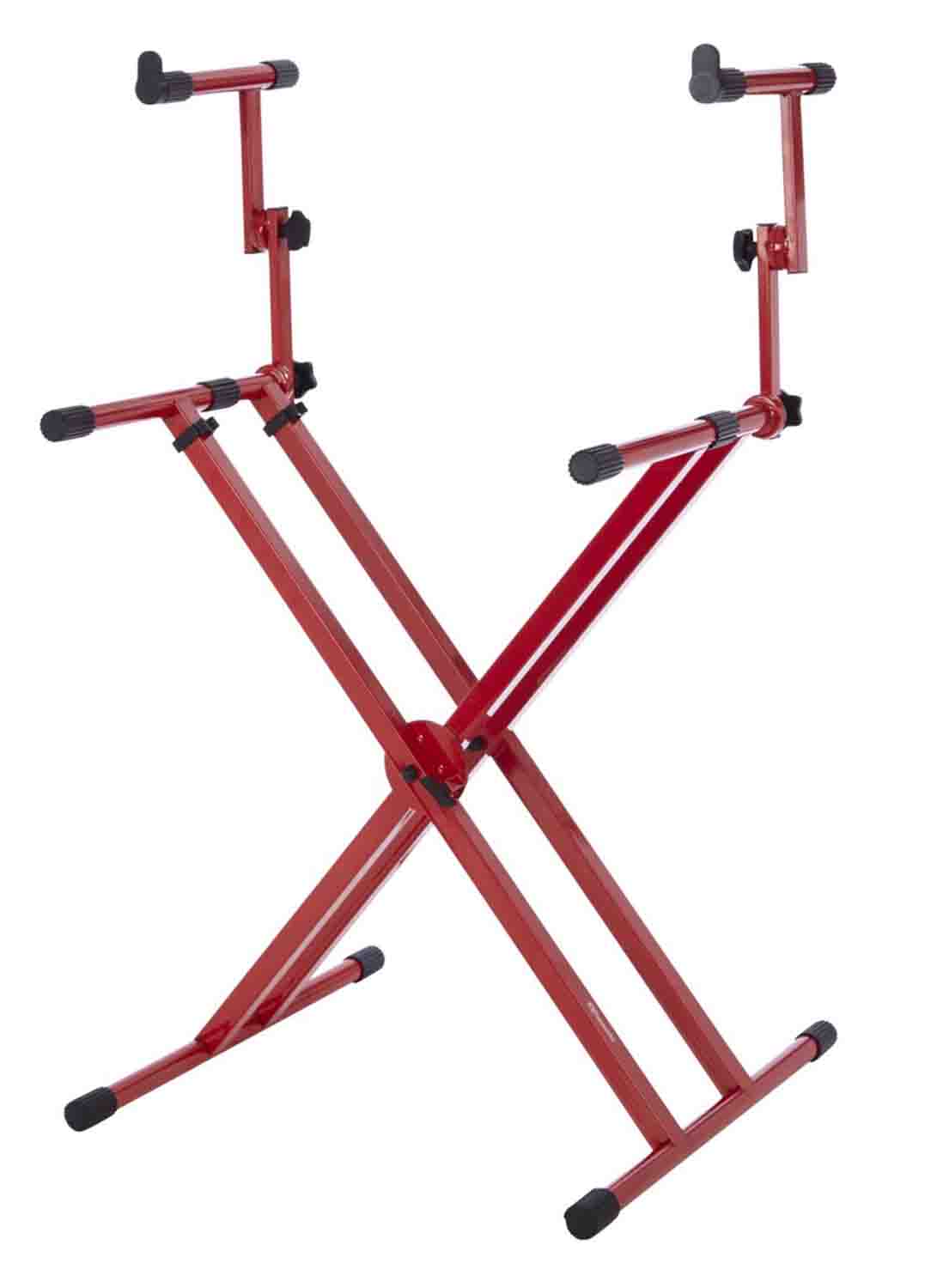Gator Frameworks GFW-KEY-5100XRED 2 Tier X Style Keyboard Stand - Red - Hollywood DJ