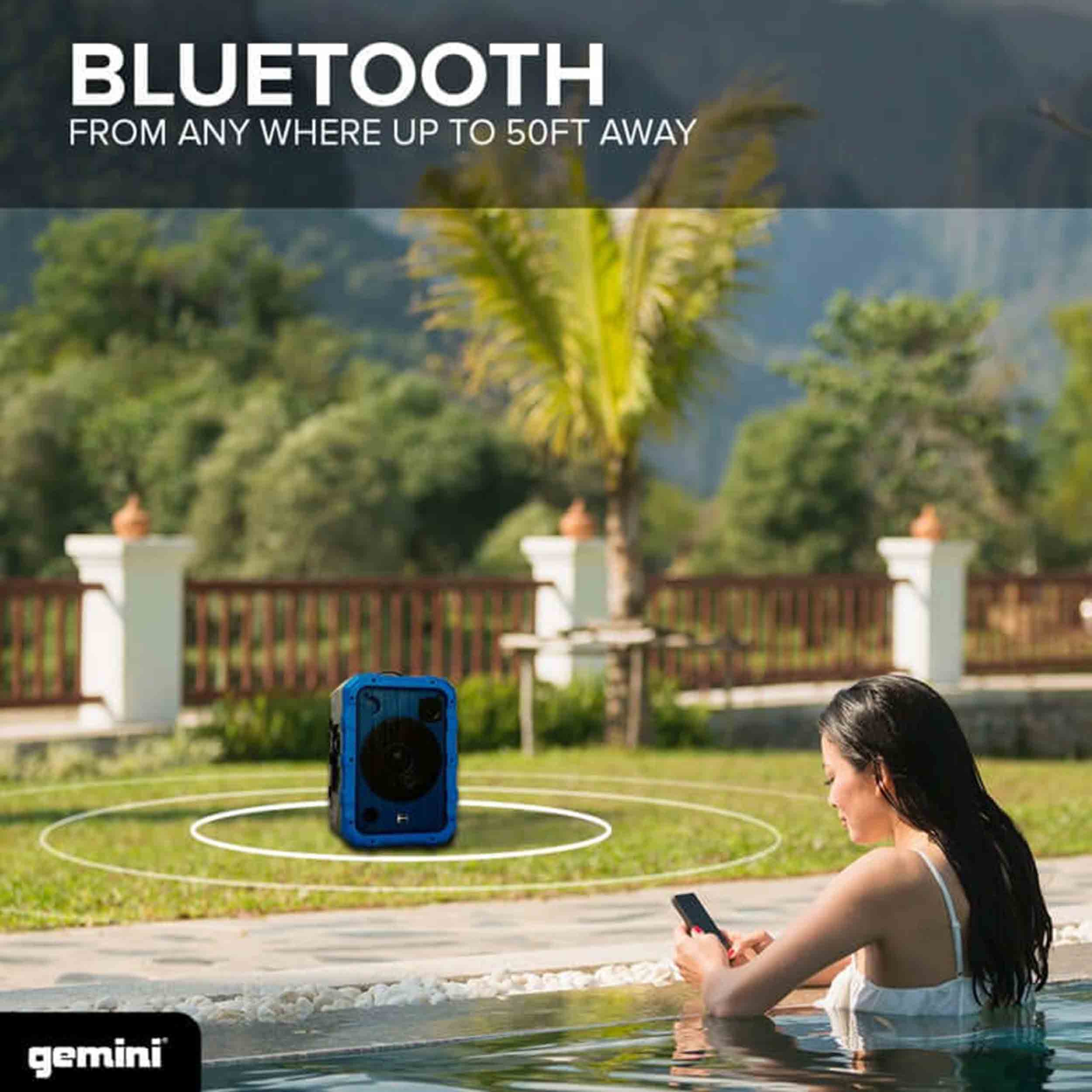 Gemini Sound MPA-2400BLU Rechargeable Weather-Resistant Trolley Speaker - Hollywood DJ