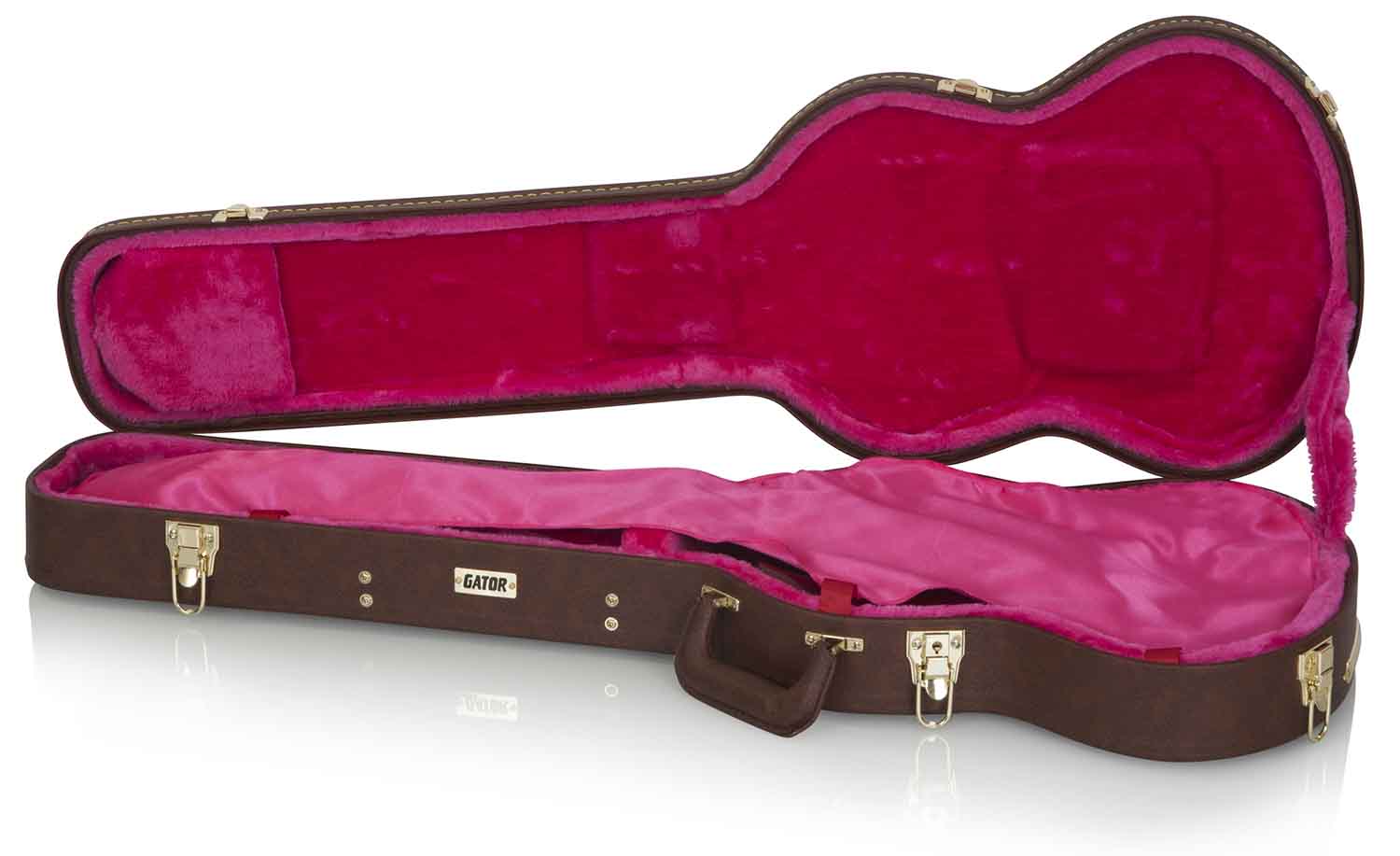 Gator Cases GW-SG-BROWN Deluxe Wood Case for Electric Solid Guitar - Brown - Hollywood DJ