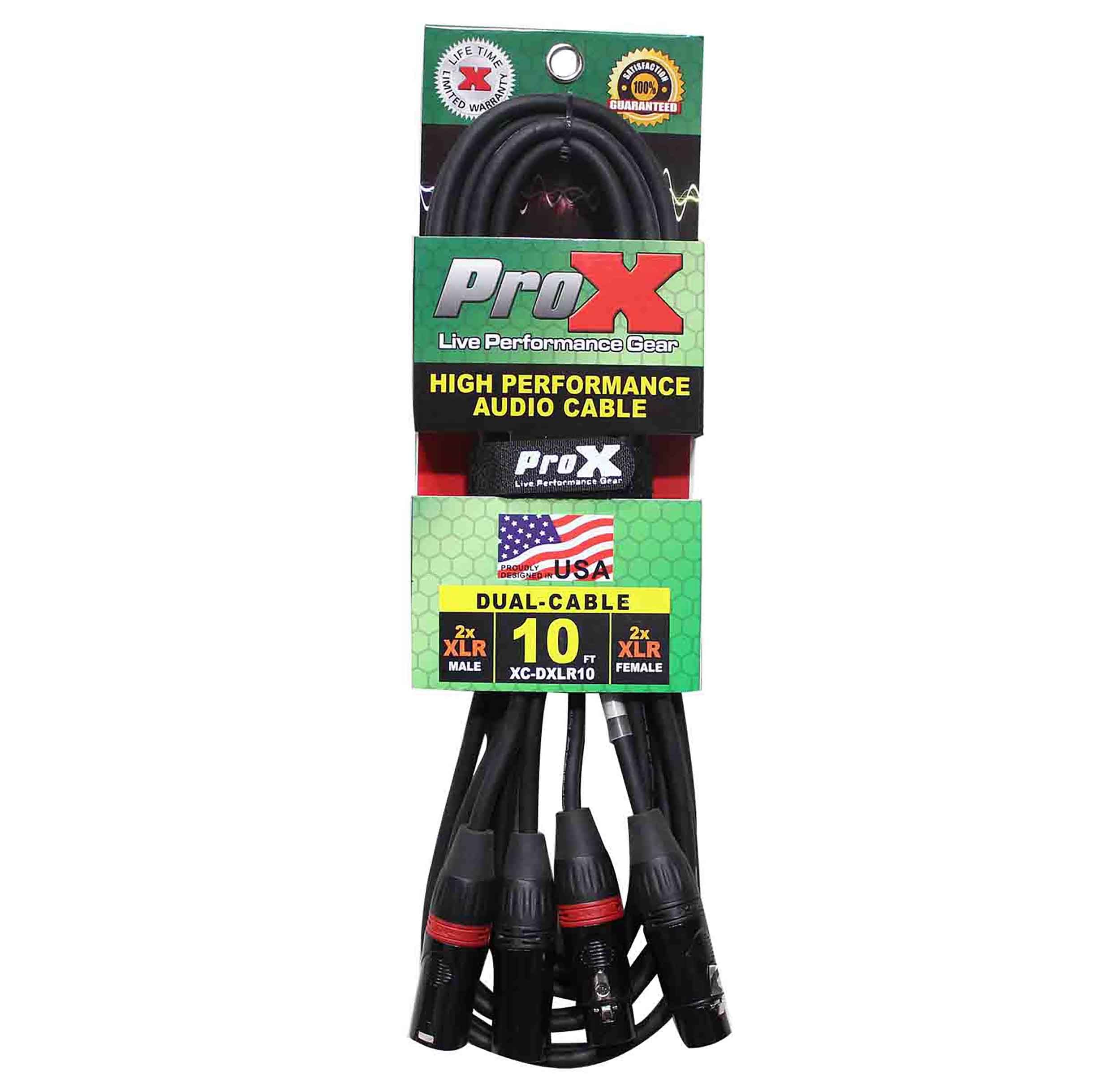Prox XC-DXLR10 Balanced Dual XLR-M to Dual XLR-F High Performance Audio Cable - 10 Feet by ProX Cases
