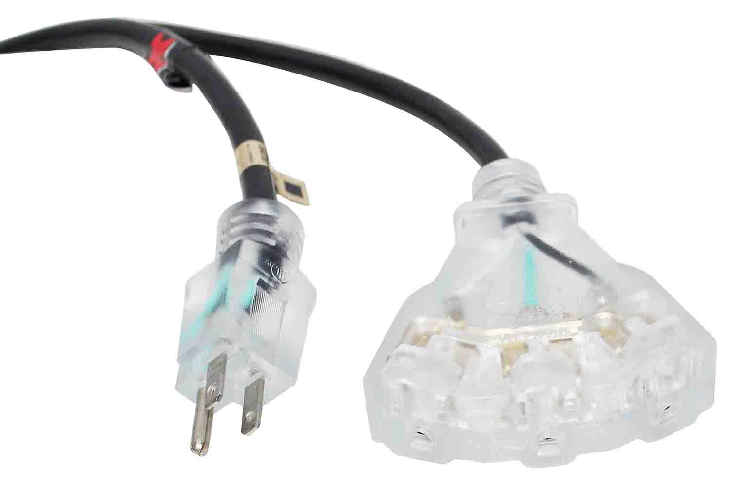 ProX XC-P143-50, 120 VAC NEMA 15 Extension Power Cord 14 AWG and 3 Tap Female Outlets - 50 Feet - Hollywood DJ