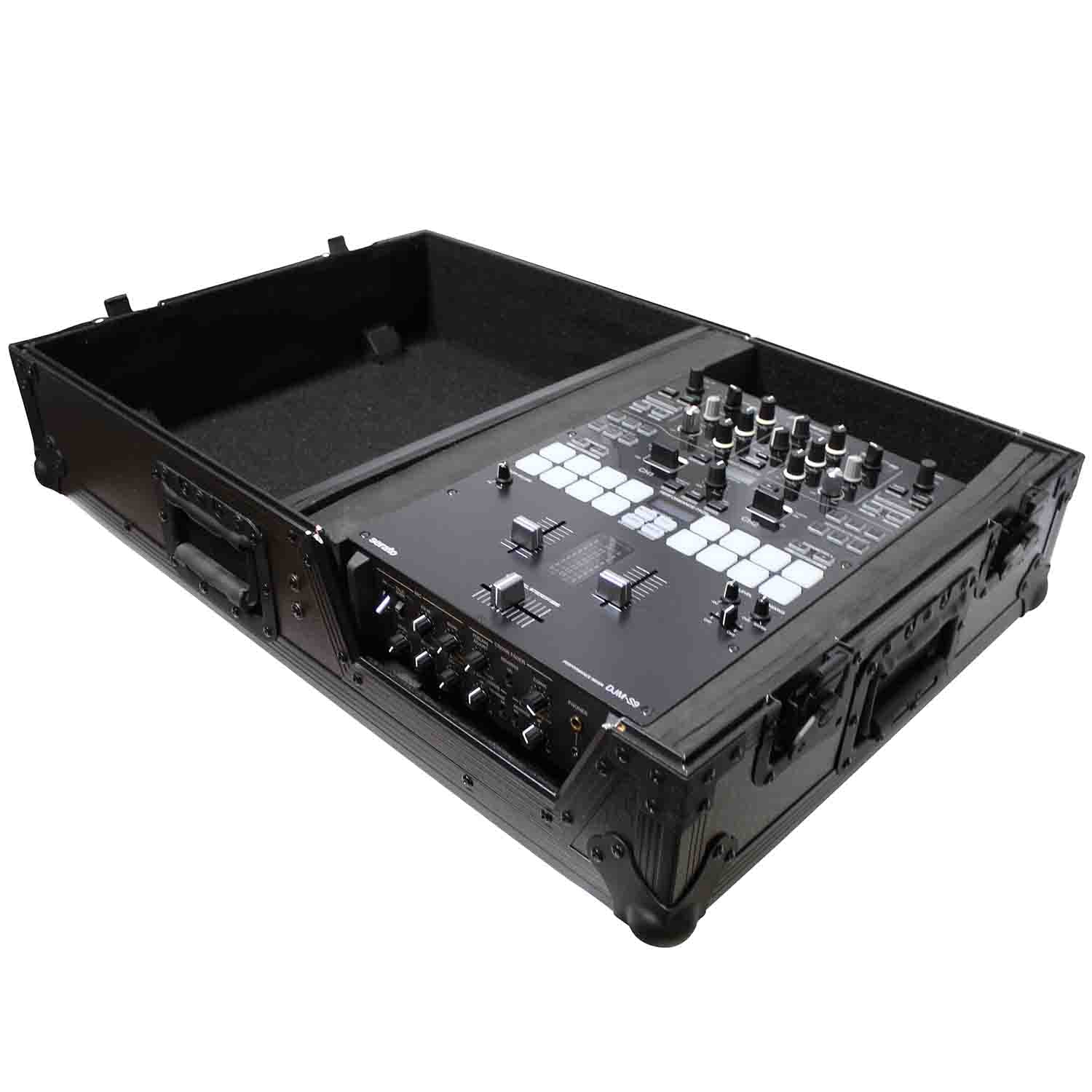 ProX XS-TMC1012WBL DJ Flight Case For Single Turntable In Battle Mode and 10 Inch or 12 Inch Mixer - Black on Black ProX Cases