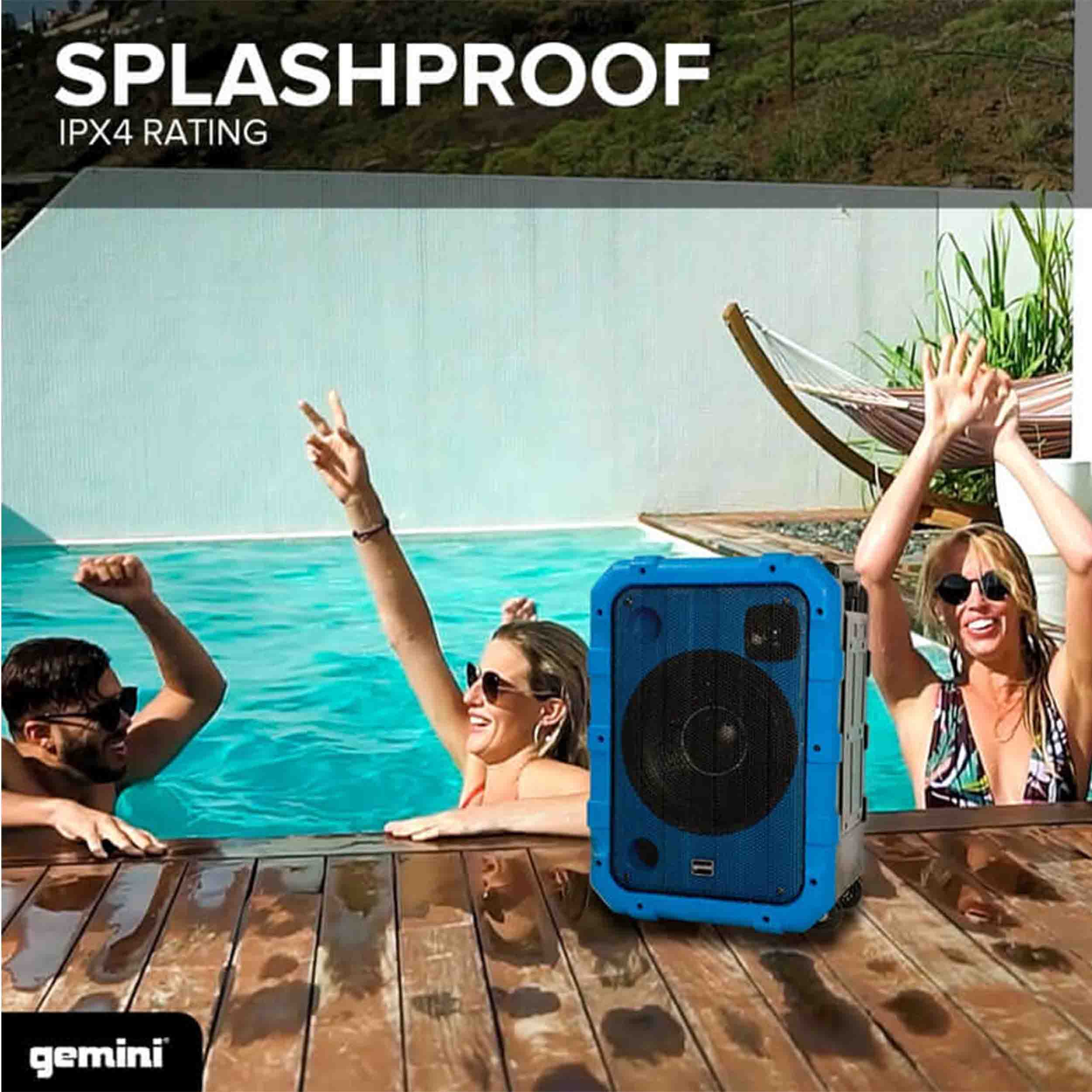 Gemini Sound MPA-2400BLU Rechargeable Weather-Resistant Trolley Speaker - Hollywood DJ