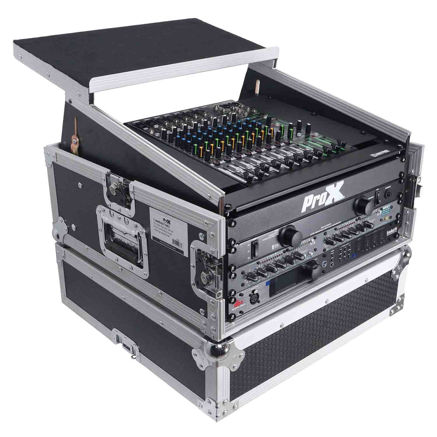ProX T-4MR-LT--MK2, 4U Rack x 10U Top Mixer DJ Combo Flight Case with Laptop Shelf - Hollywood DJ