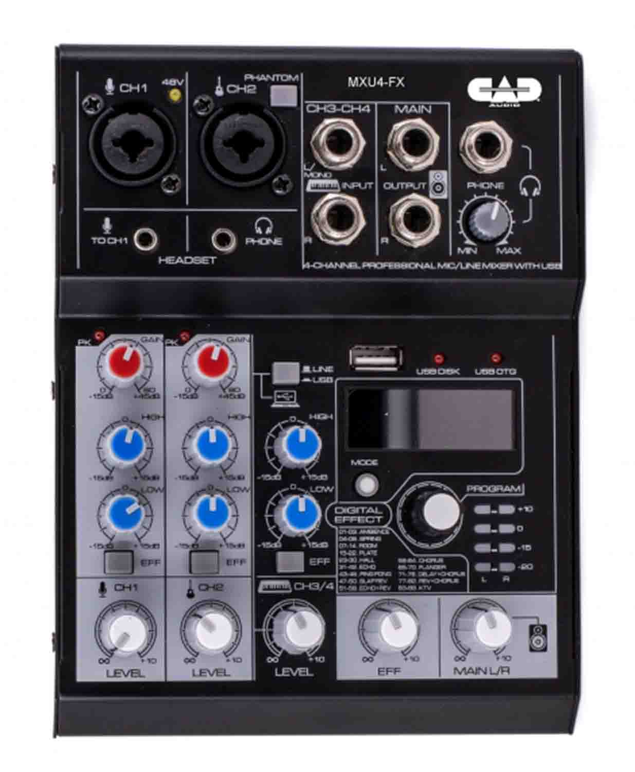 Cad Audio Mxu4-fx, 4 Channel Mixer With Usb Interface And Digital Effe