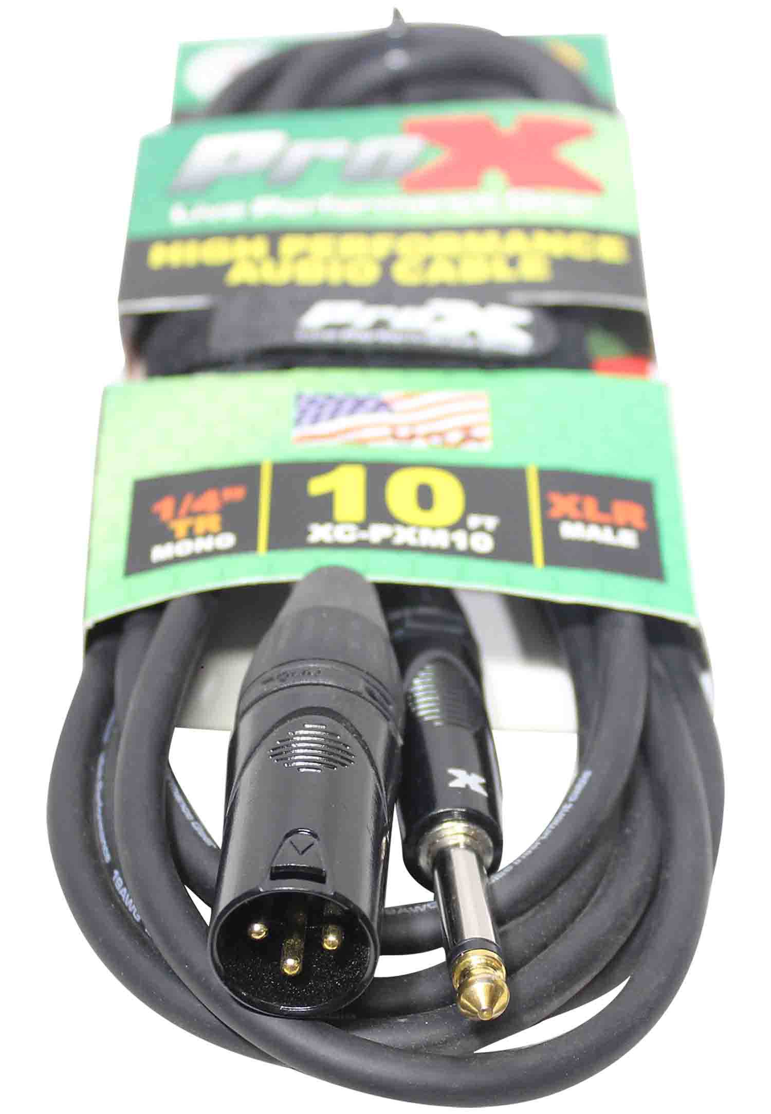 Prox XC-PXM10 Unbalanced 1/4" TS-M to XLR3-M High Performance Audio Cable - 10 Feet - Hollywood DJ