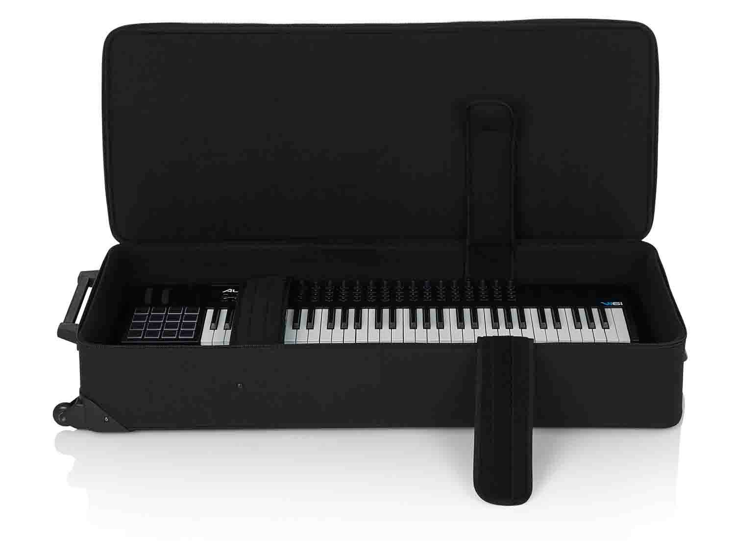 Gator Cases GK-61 Rigid EPS Foam Lightweight DJ Case for 61 Note Keyboards with Wheels - Hollywood DJ