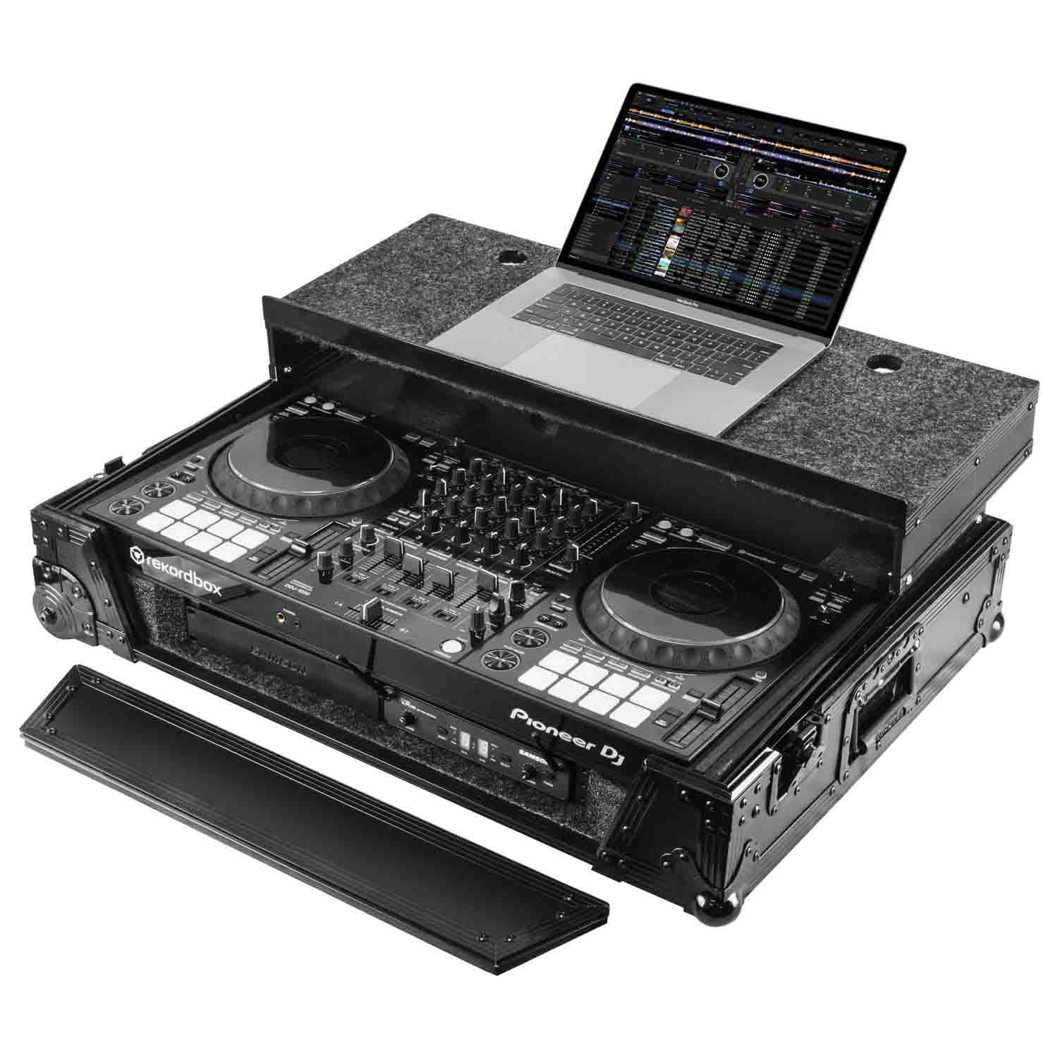 Odyssey FZGSDDJ1000BL1UCW 1u DJ Case for Pioneer DDJ-1000 / DDJ-1000SRT with Patented Glide Platform and Corner Wheels - Black - Hollywood DJ