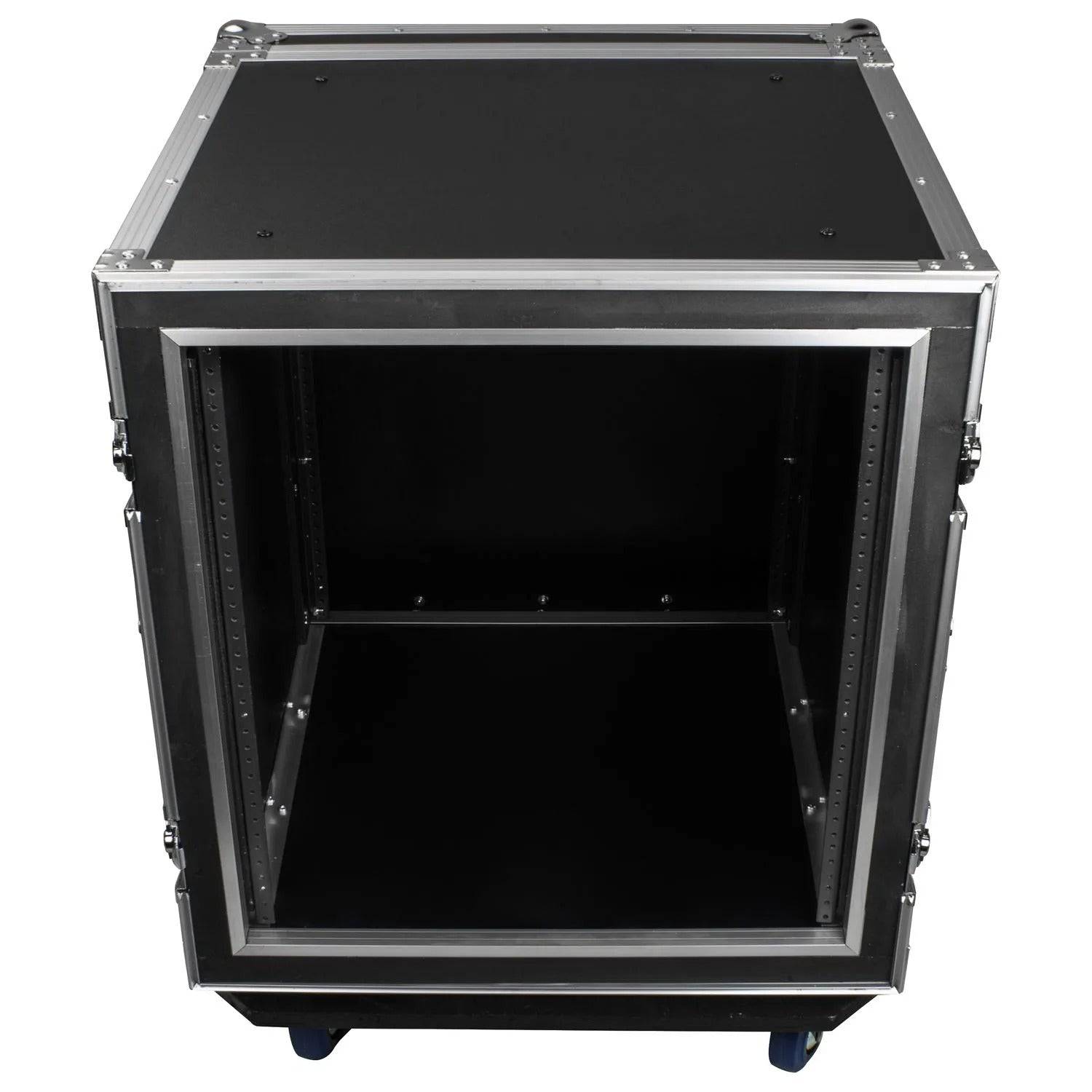 Odyssey FZS12W, 12U Shock Mount Rack Flight Case With Wheels - Hollywood DJ