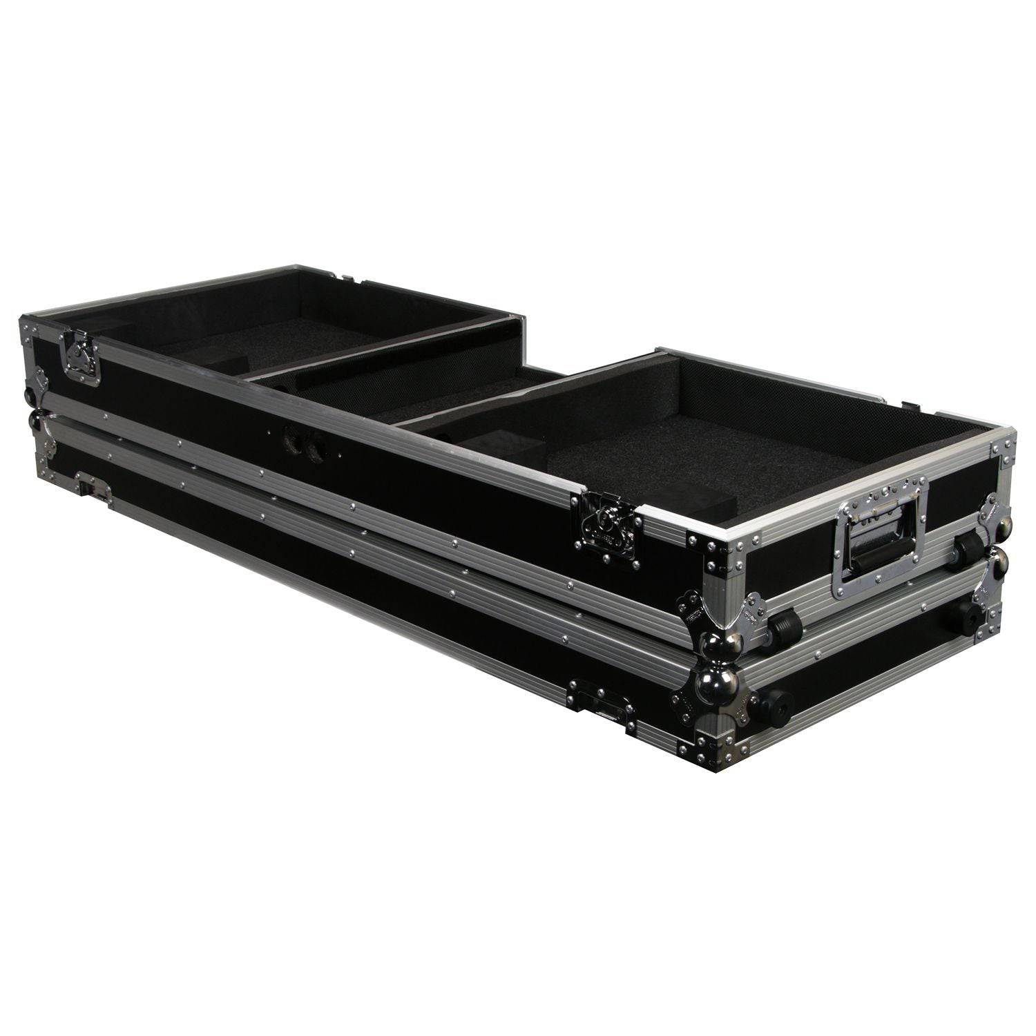 Odyssey FZDJ10W, 10″ Format DJ Mixer and Two Standard Position Turntables Flight Coffin Case with Wheels - Hollywood DJ