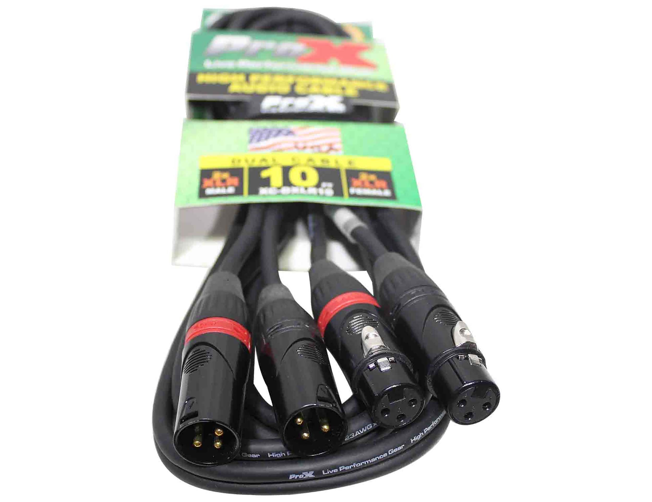 Prox XC-DXLR10 Balanced Dual XLR-M to Dual XLR-F High Performance Audio Cable - 10 Feet by ProX Cases