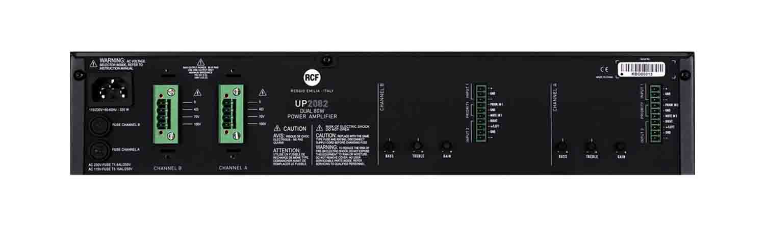 RCF UP-2082, 2 Channel Power Amplifier - 2 x 80-Watt - Hollywood DJ