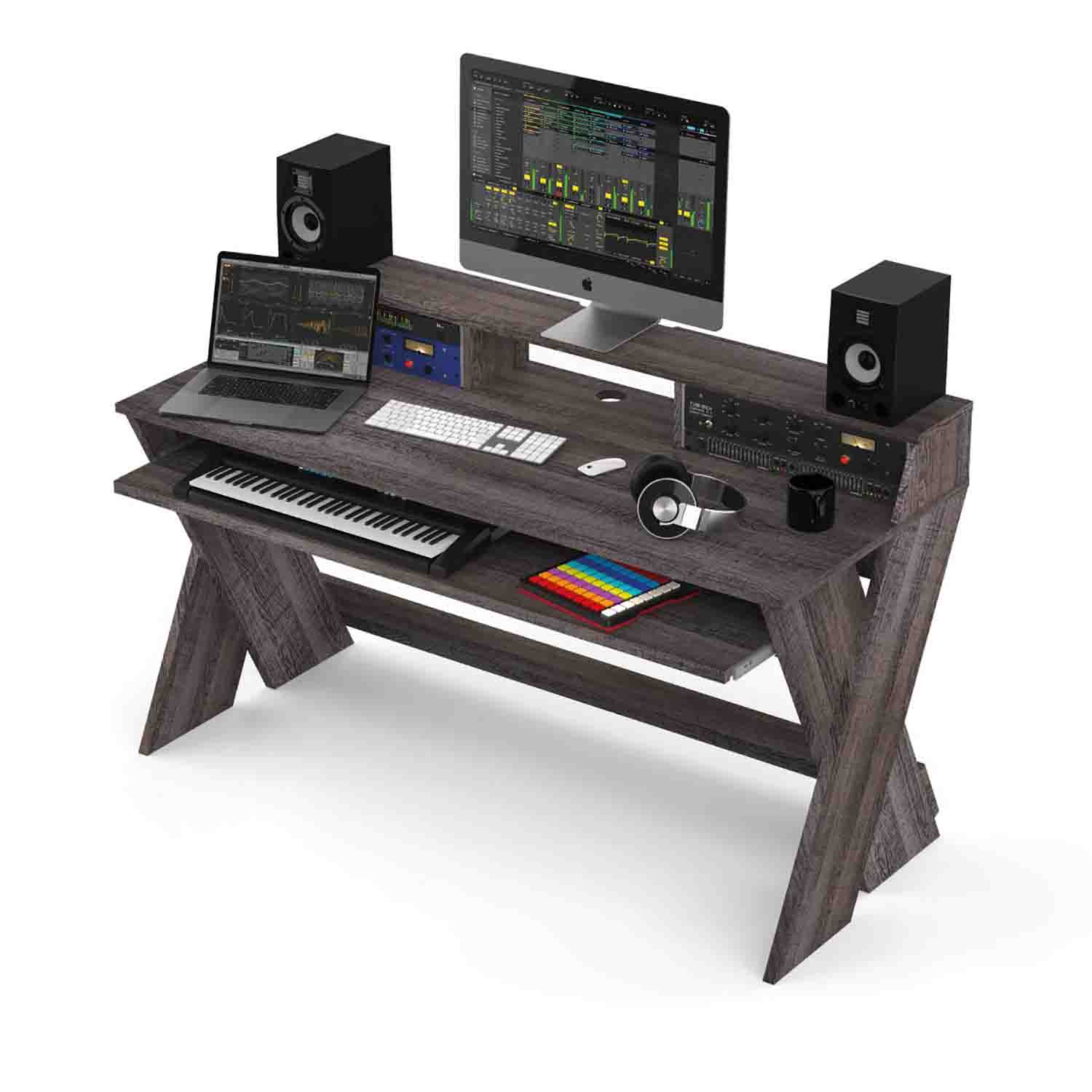 Glorious Sound Desk Pro for Professional Studio Workstation - Walnut - Hollywood DJ