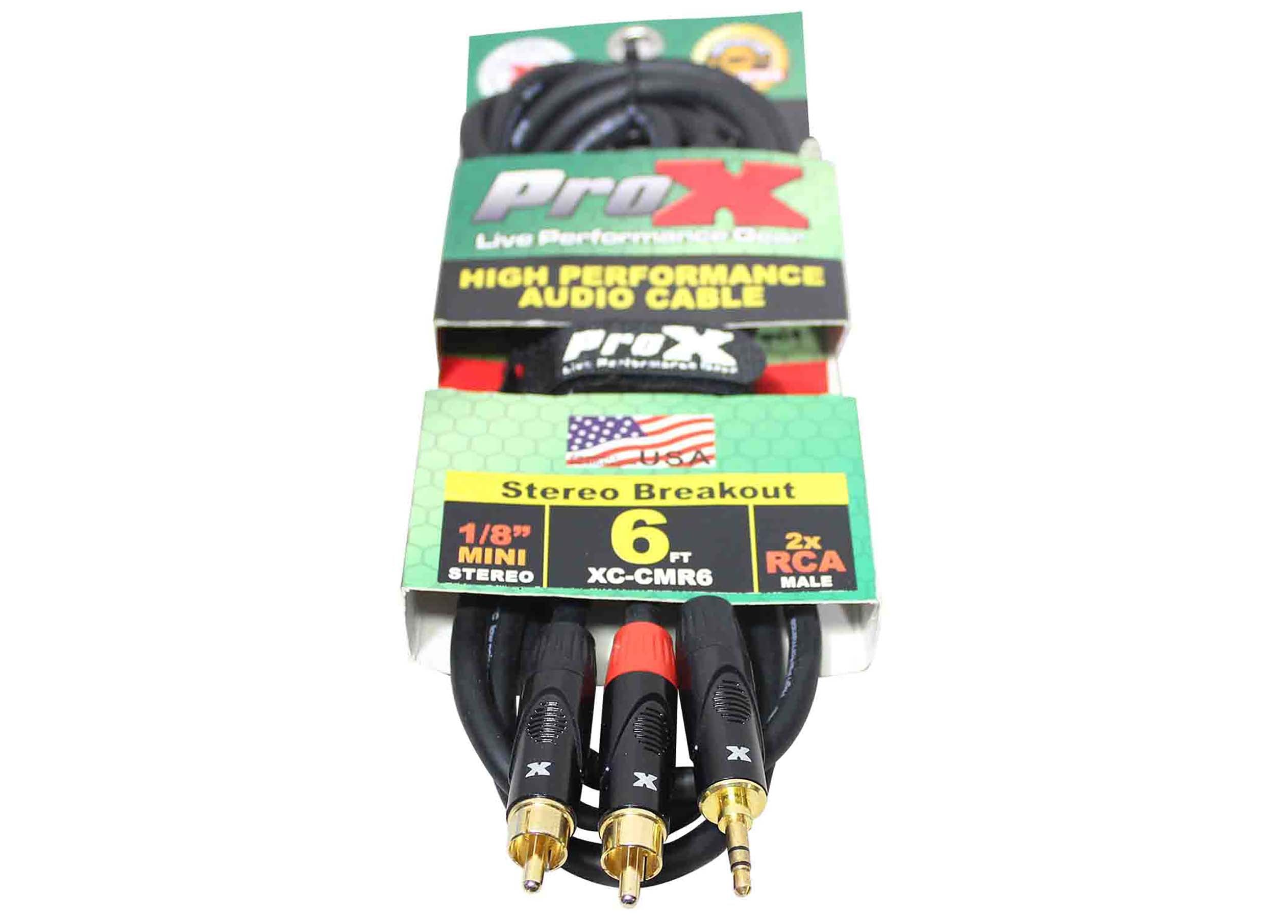 Prox XC-CMR6 Unbalanced 1/8" Mini TRS-M to Dual RCA-M High Performance Audio Cable - 6 Feet by ProX Cases