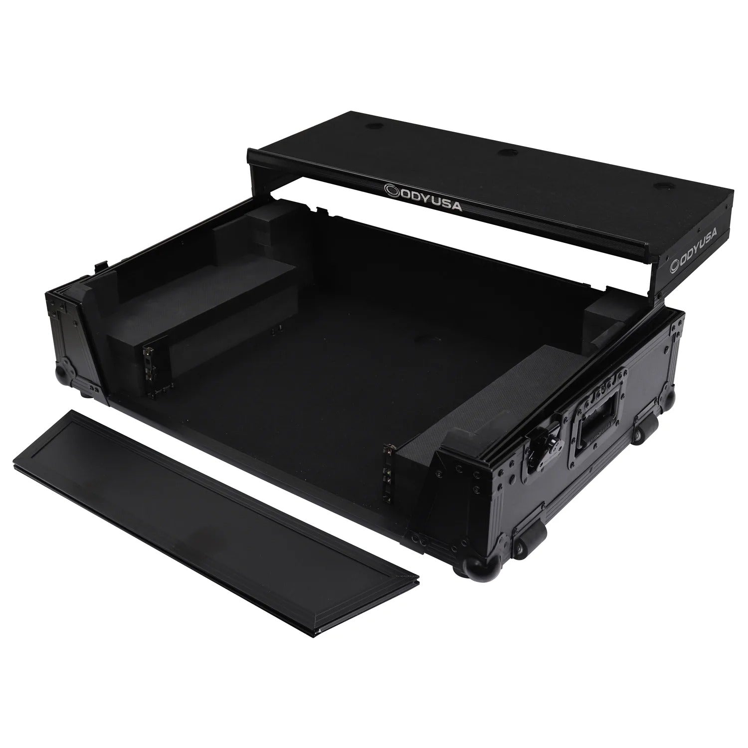 Odyssey FZGSXDJRX2W2BL DJ Flight Case for Black Pioneer XDJ-RX/XDJ-RX2 with 2U Rack Space And Glide Platform - Hollywood DJ