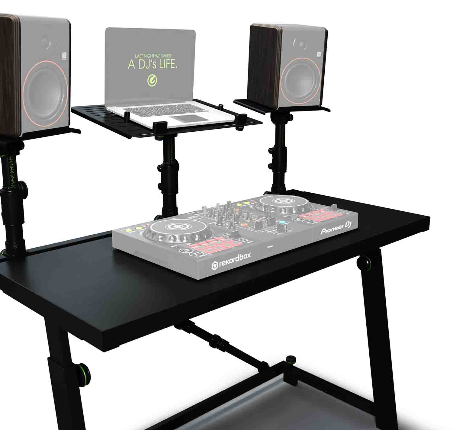 Gravity FDJT 01 DJ Desk with Adjustable Loudspeaker and Laptop Trays - Hollywood DJ