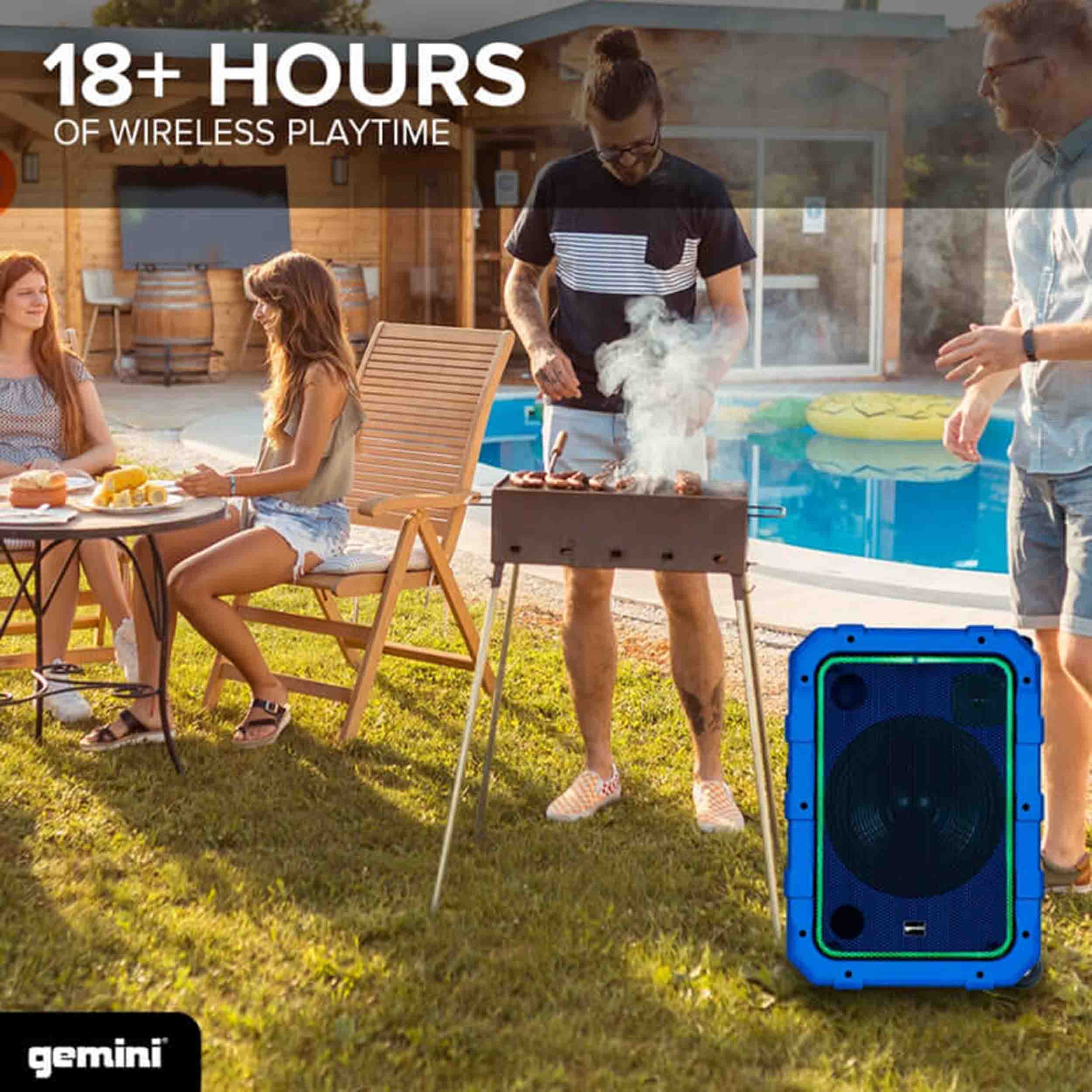 Gemini Sound MPA-2400BLU Rechargeable Weather-Resistant Trolley Speaker - Hollywood DJ