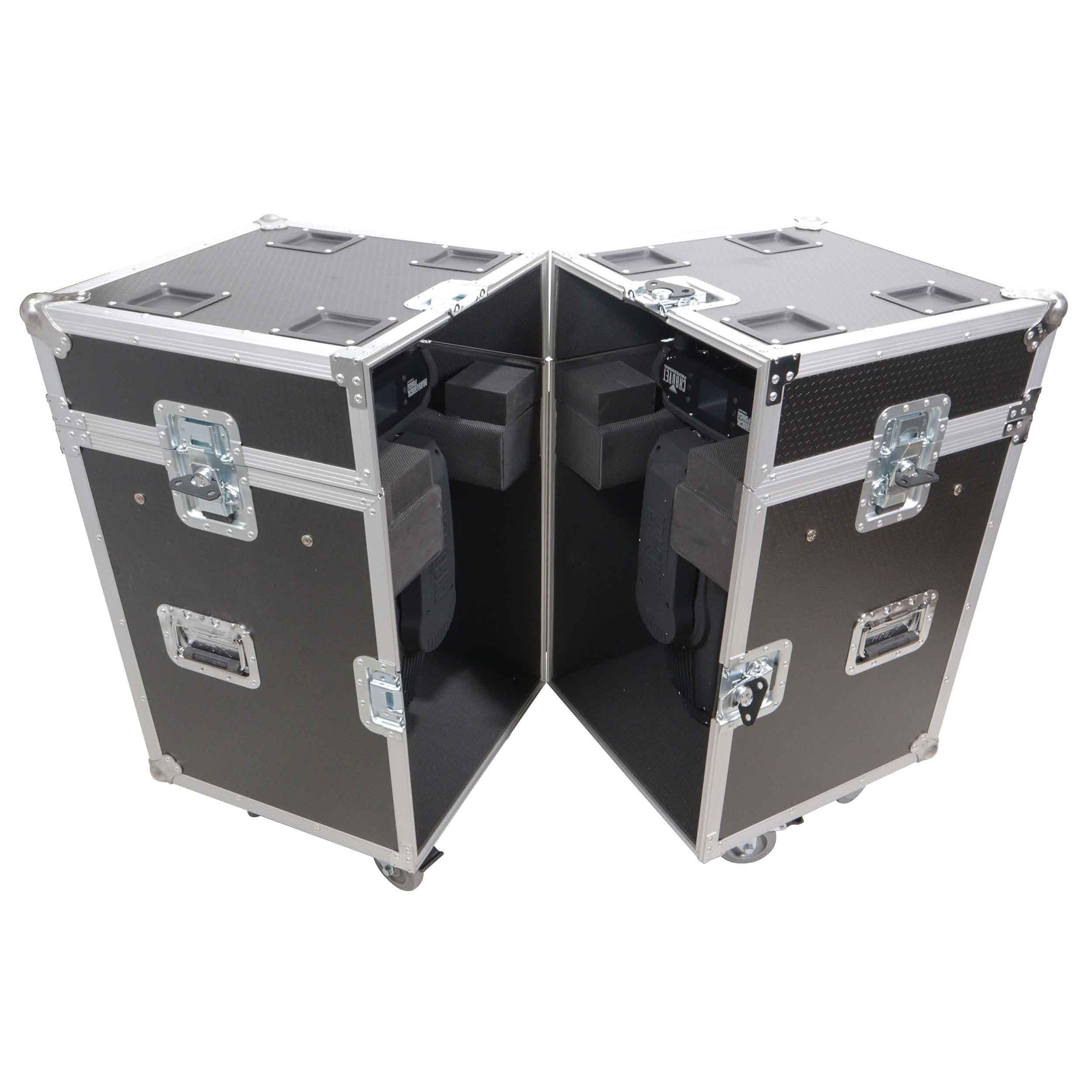 ProX XS-MH275X2W, ATA Flight Style Road Case for (2) Moving Head Lighting Fixtures with (6) 4-inch Casters by ProX
