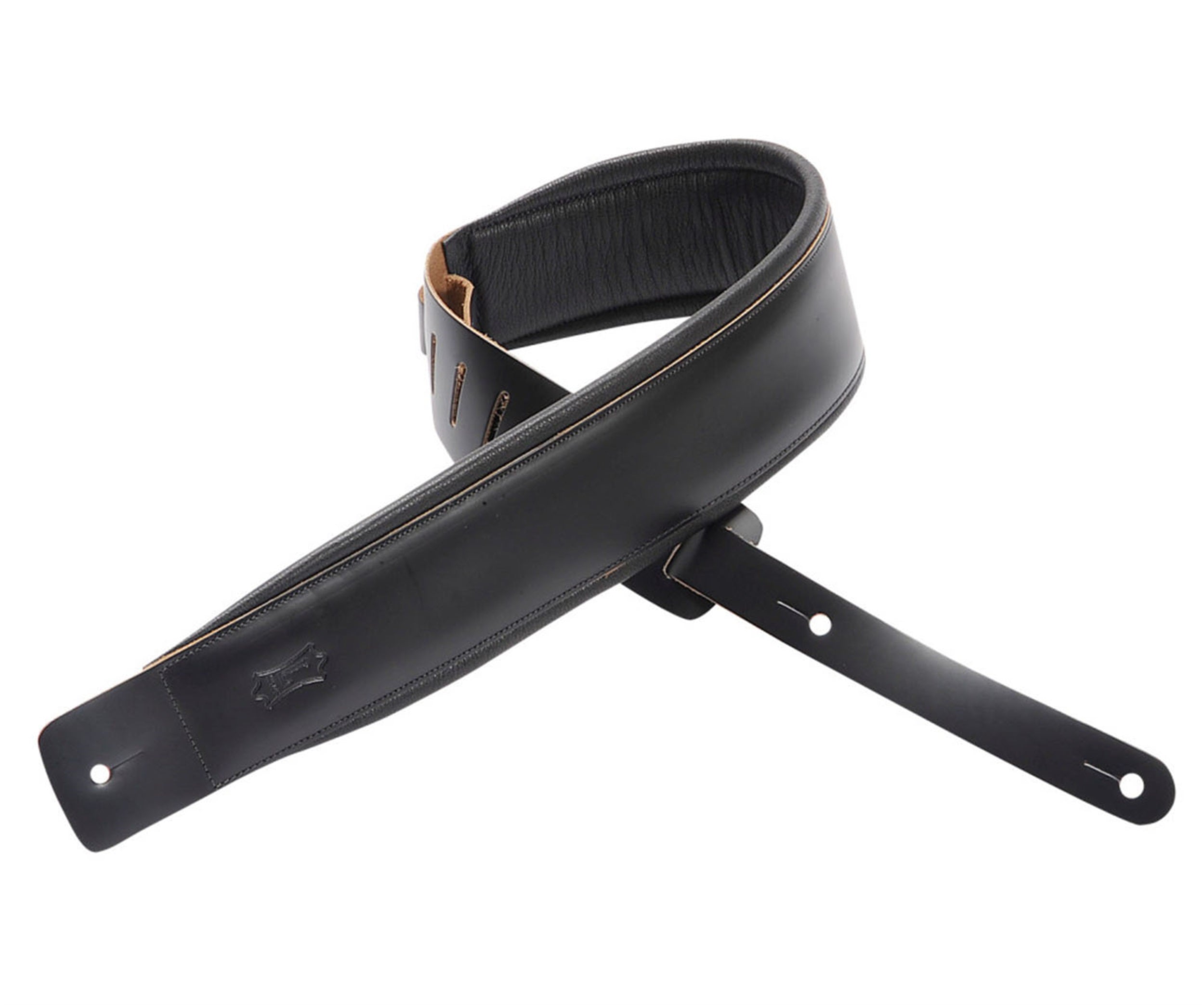 Levy's Leathers DM1PD-BLK 3″ Leather Guitar Strap - Black - Hollywood DJ