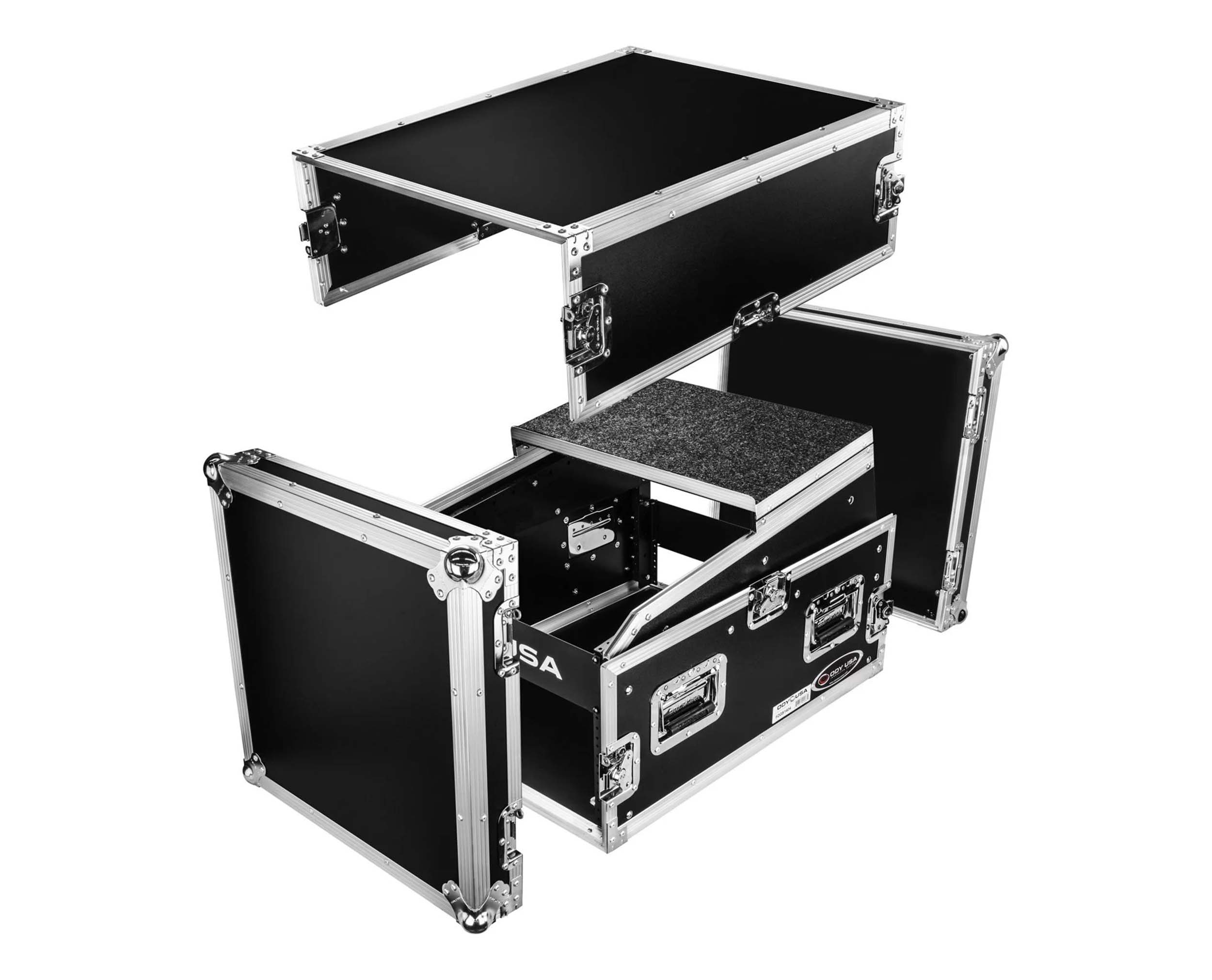 Odyssey FZGS1404, 14U Top Slanted 4U Bottom Vertical Pro Combo Rack Case with Glide Platform - Hollywood DJ