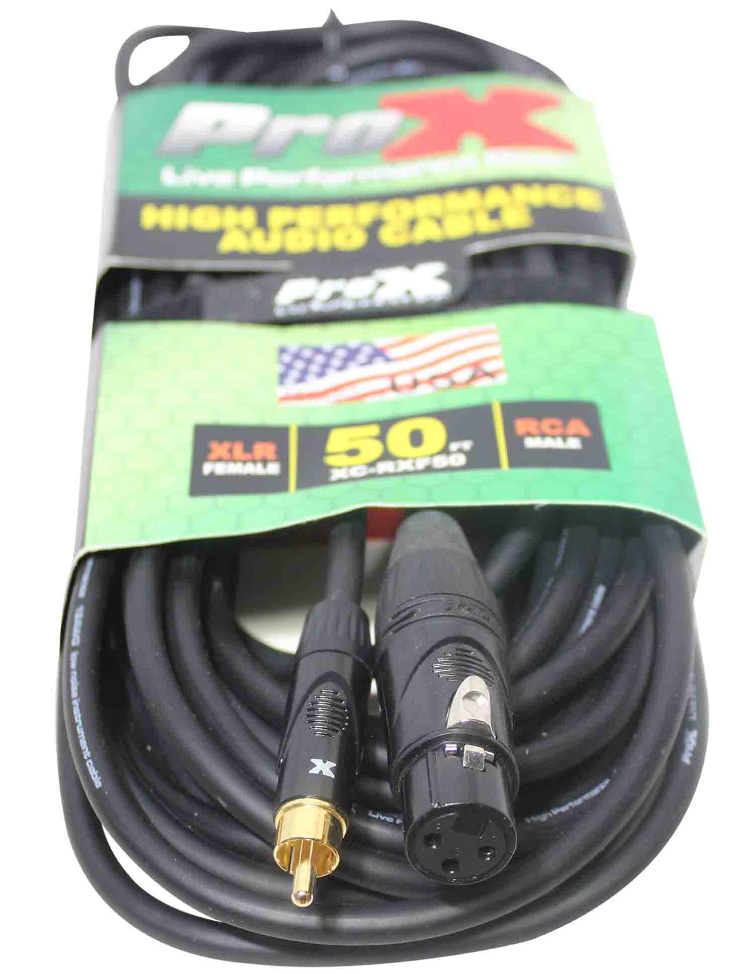 Prox XC-RXF50 Unbalanced RCA to XLR-F High Performance Audio Cable - 50 Feet - Hollywood DJ