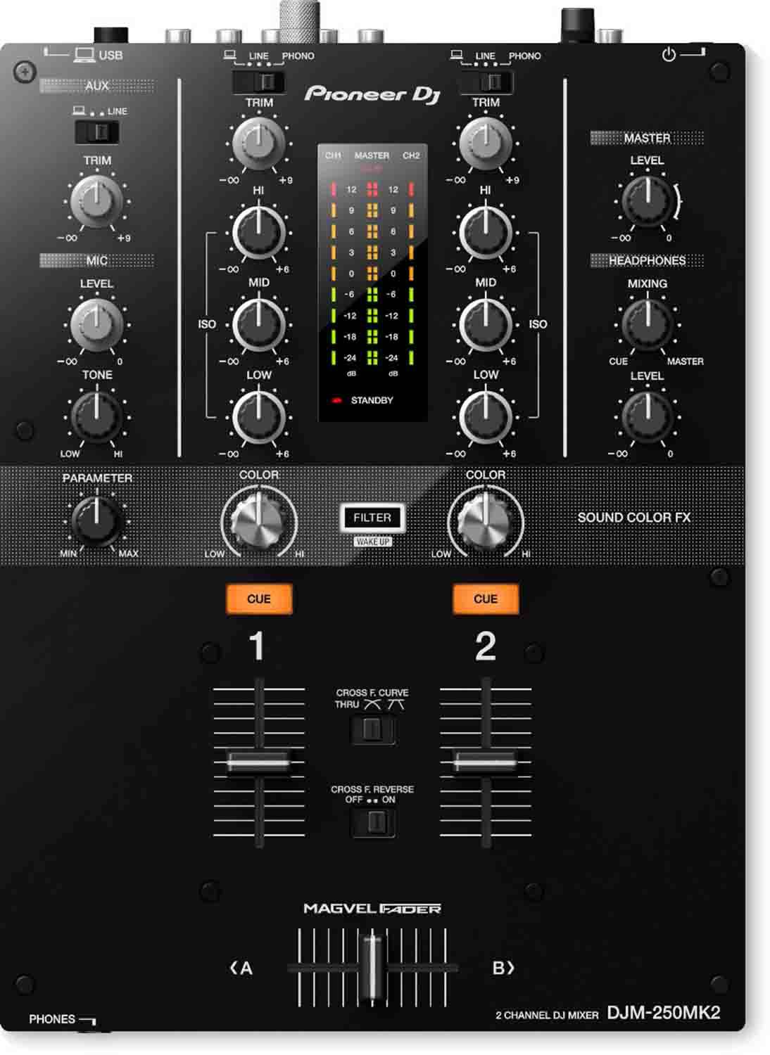Pioneer DJ DJM-250MK2 2-Channel DJ Mixer with Independent Channel Filter - Hollywood DJ
