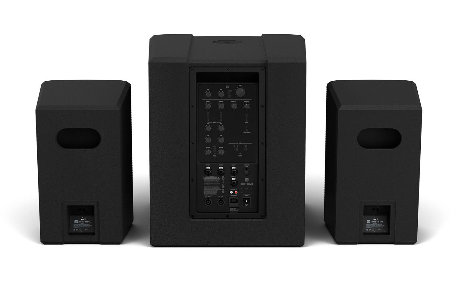 LD Systems DAVE 15 G4X Compact 2.1 Powered PA System with Bluetooth and Mixer - 1000W RMS - Hollywood DJ