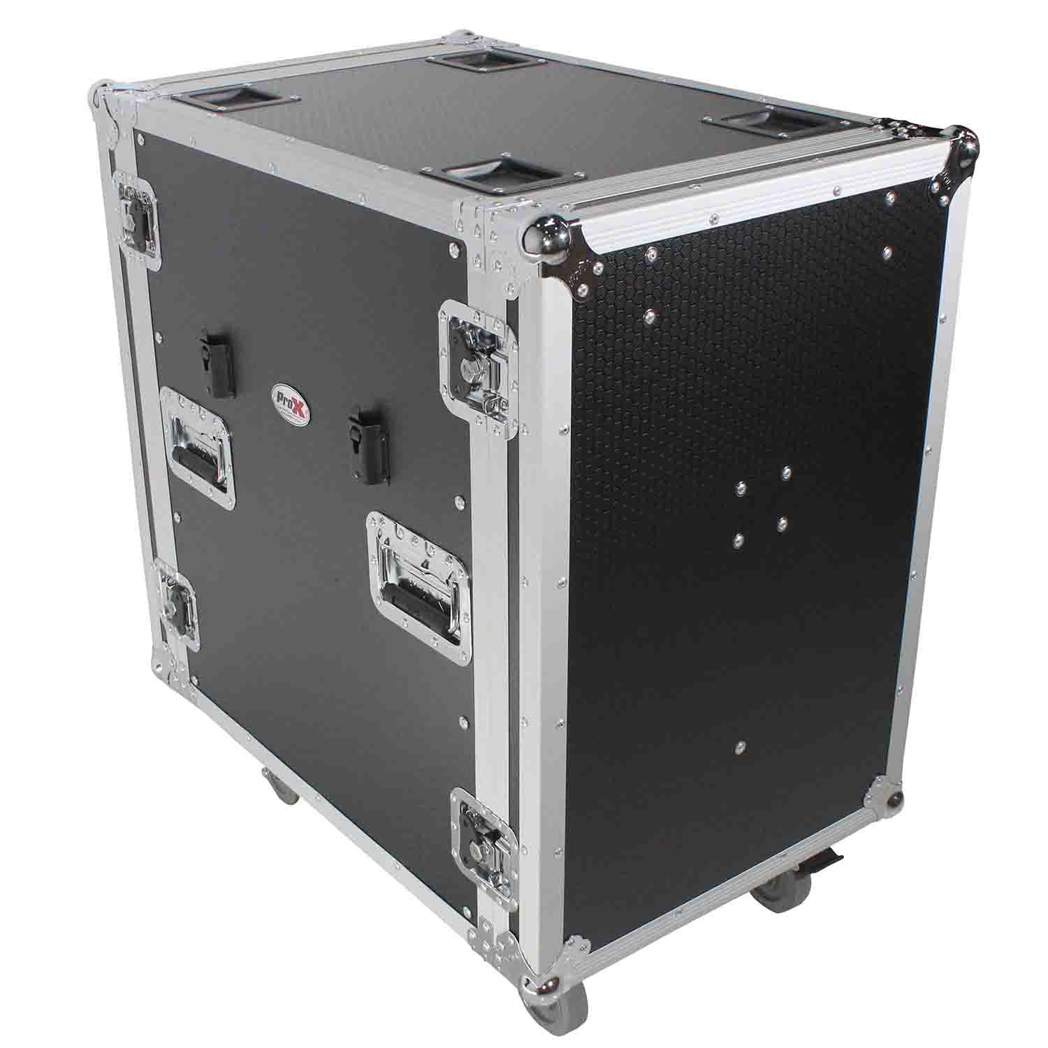 ProX T-16RSS24WDST, 16U Space Amp Rack Mount ATA Flight Case Incl. 2x Side Tables and Casters - 24" Depth - Hollywood DJ