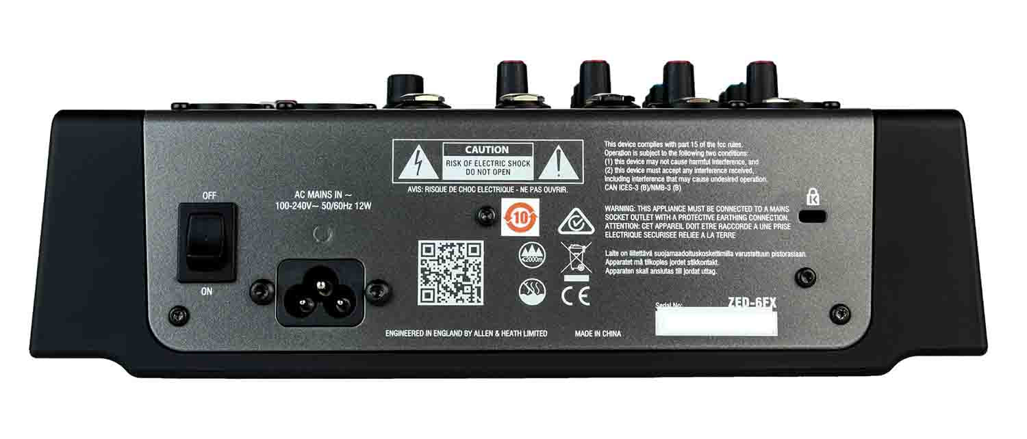Allen & Heath ZED-6FX Compact 6 Input Analogue Mixer with FX - Hollywood DJ