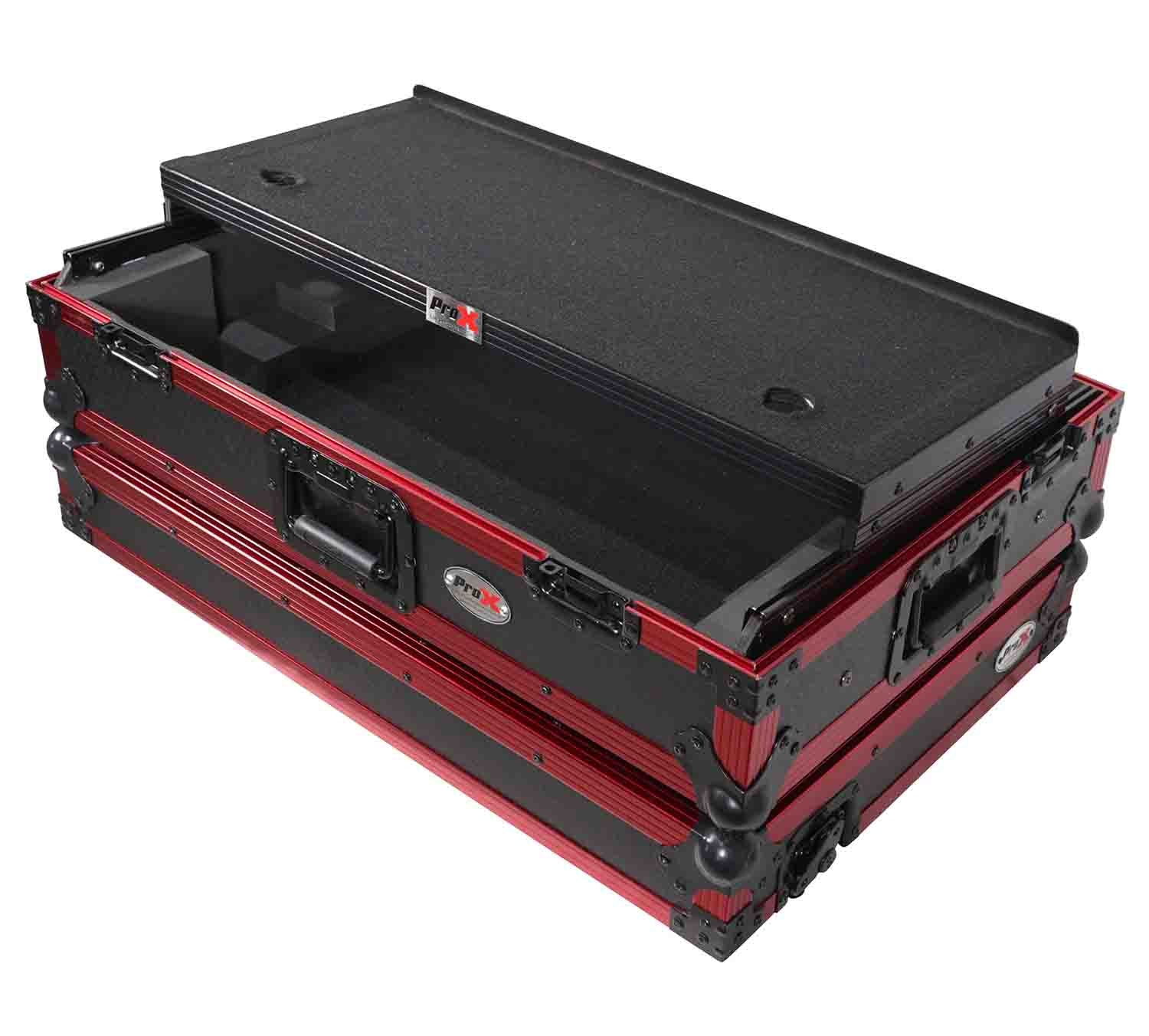 ProX XS-RANEONE WLTFRLED DJ Flight Case for Rane One 1U Rackspace with Sliding Laptop Shelf, Wheels and LED KIT - Hollywood DJ
