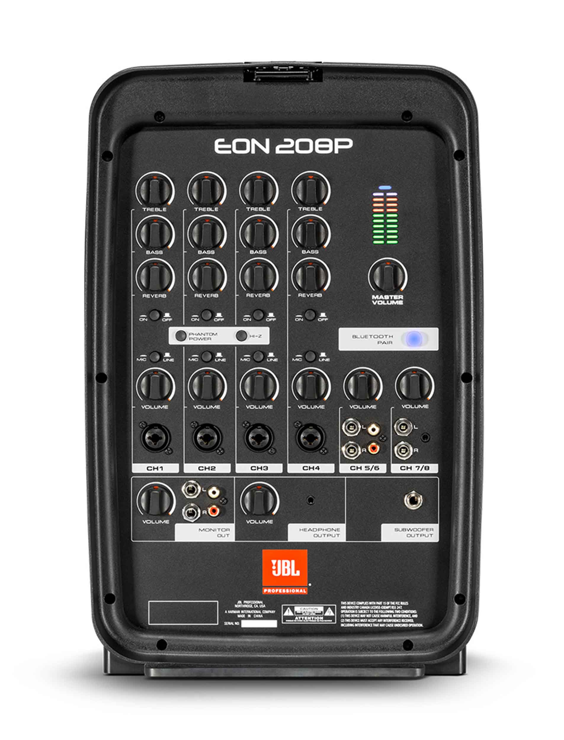 JBL EON208P, 8-Inch 2-Way PA with Powered 8-Channel Mixer and Bluetooth - Black - Hollywood DJ