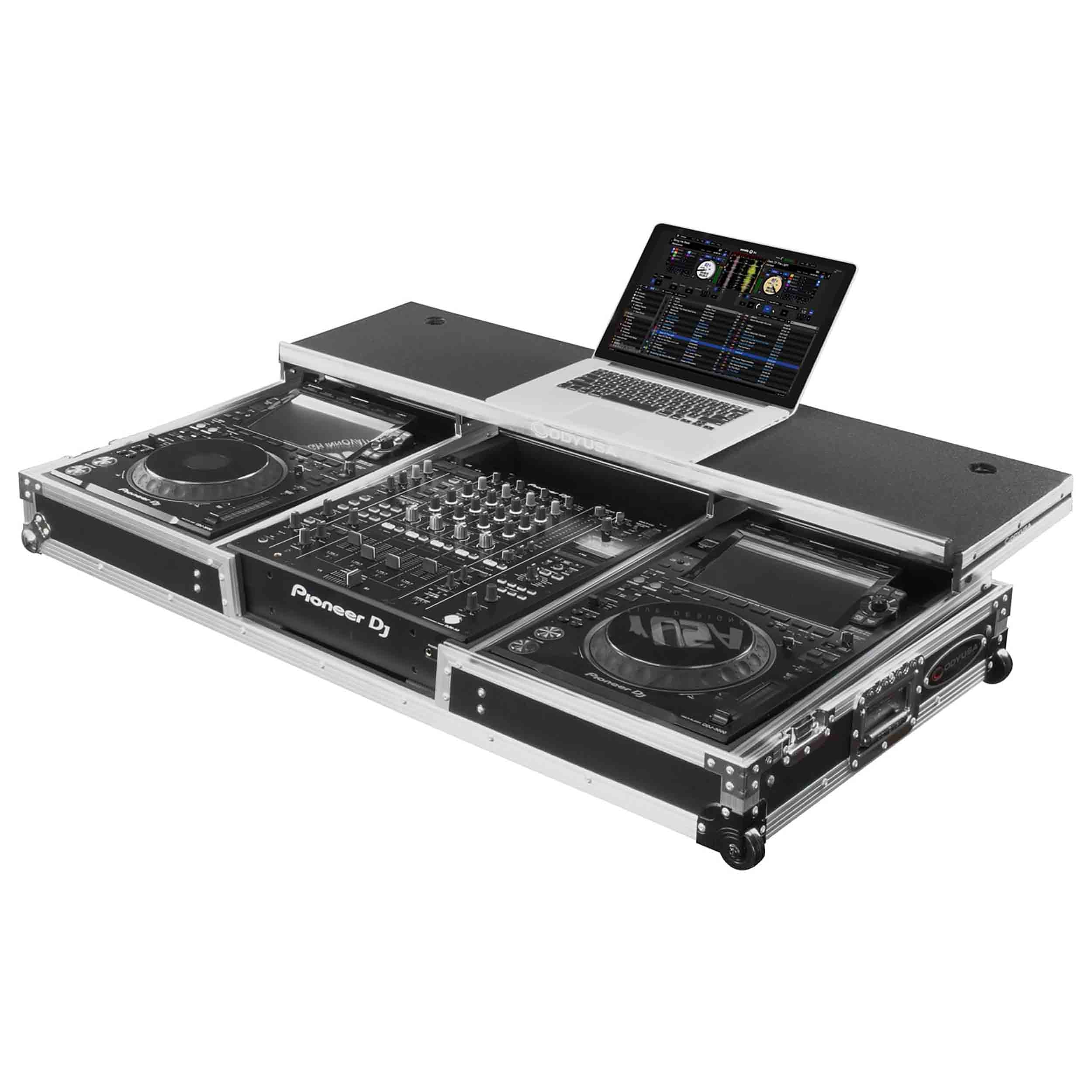 Odyssey FZGSDJMA9CDJW Glide Style DJ Coffin Flight Case with Wheels for DJM-A9 and CDJ-3000 or Similar Size Gear - Hollywood DJ