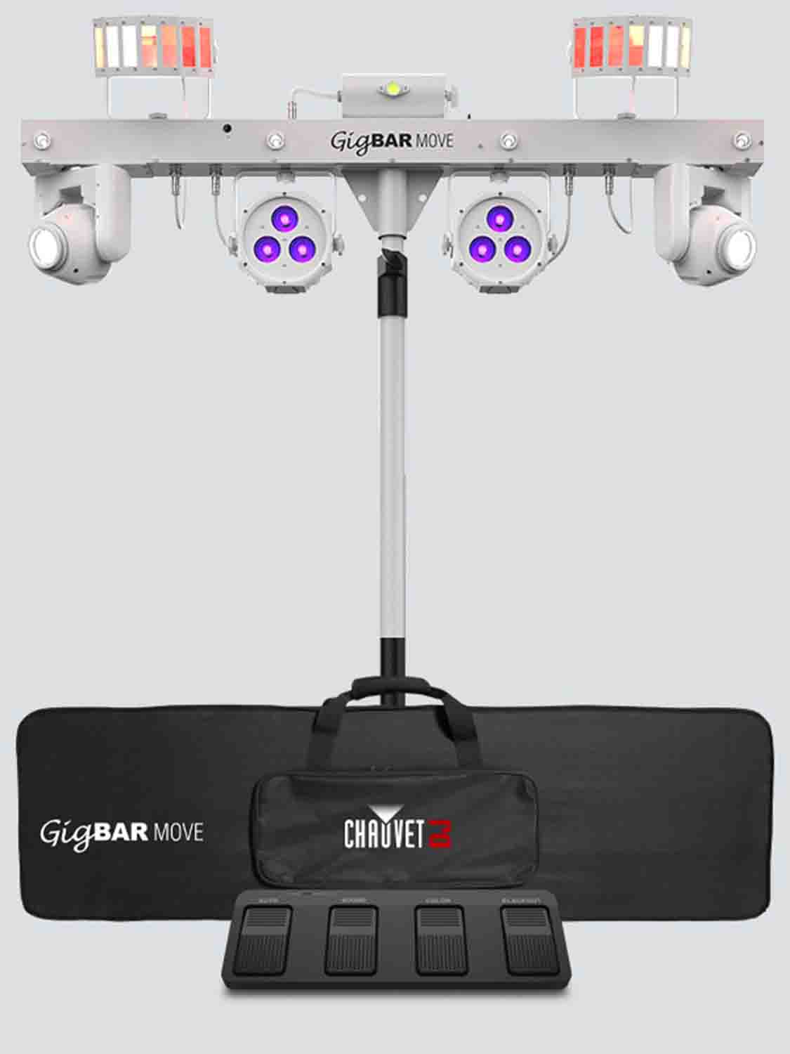 Chauvet DJ GIGBAR MOVE 5-in-1 Lighting System With Pre-Mounted On a Single Bar- White - Hollywood DJ