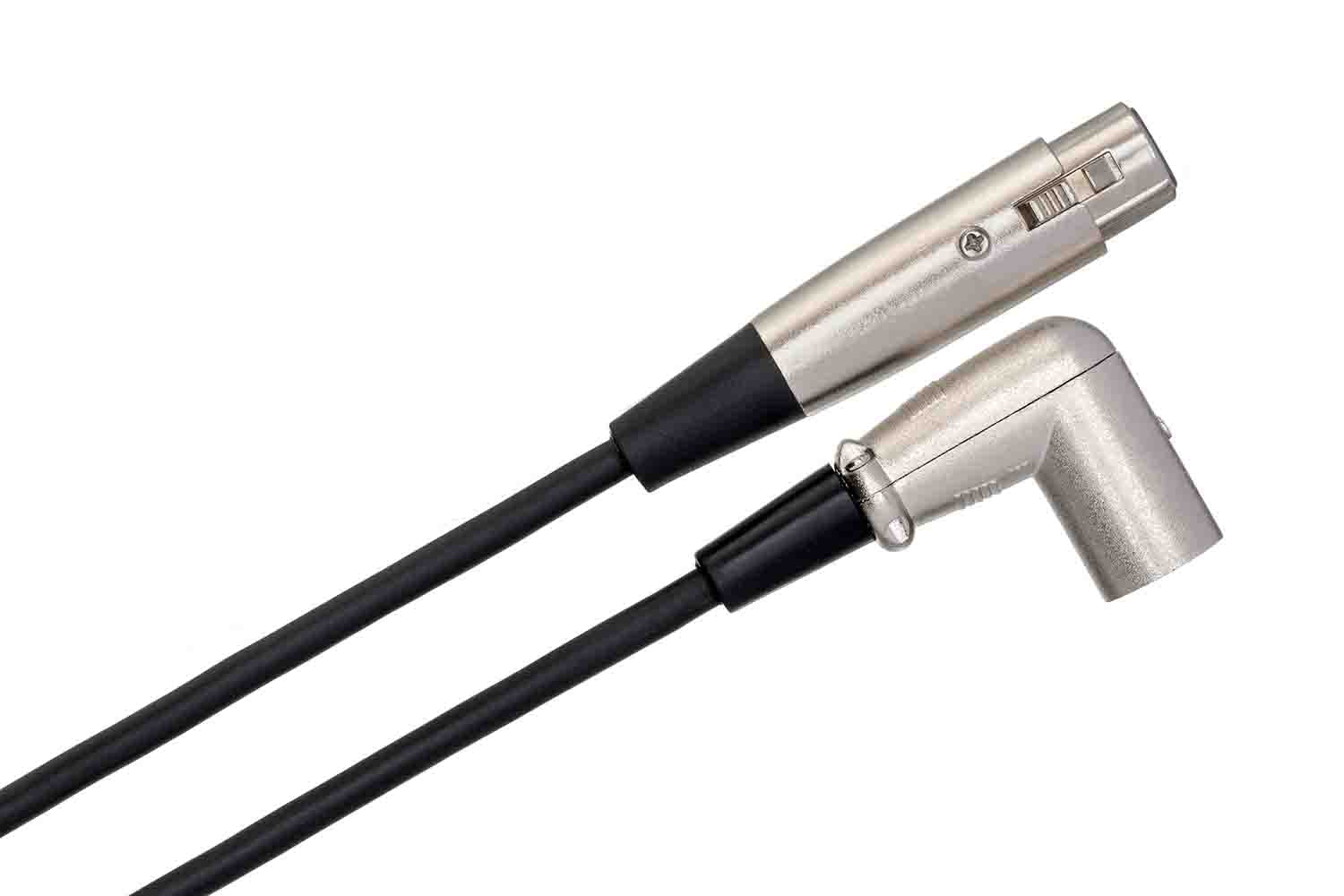 Hosa XRR-103, XLR3F to Right Angle XLR3M Balanced Interconnect Cable - 3 Feet - Hollywood DJ