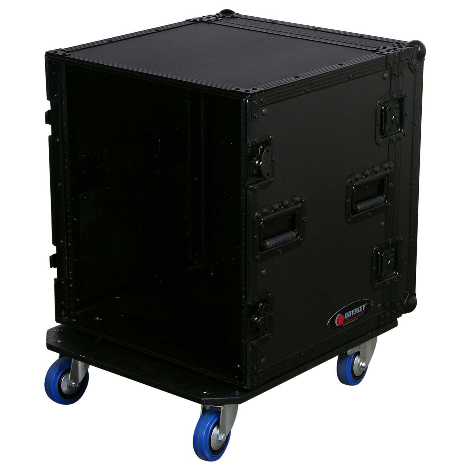 Odyssey FZAR12WBL 12U Pro Amp Rack Case with Casters - Black - Hollywood DJ