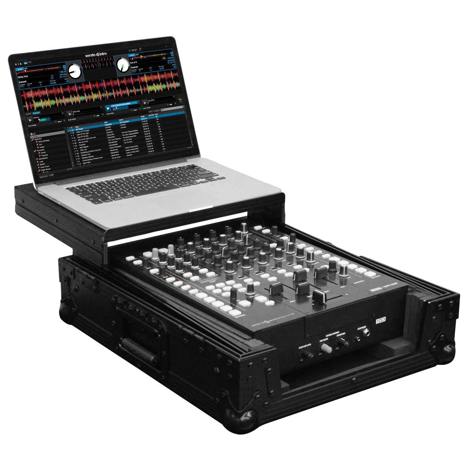 Odyssey FZGS12MX1BL, Universal Black Low Profile 12″ Format DJ Mixer Flight Case with Glide Platform - Hollywood DJ