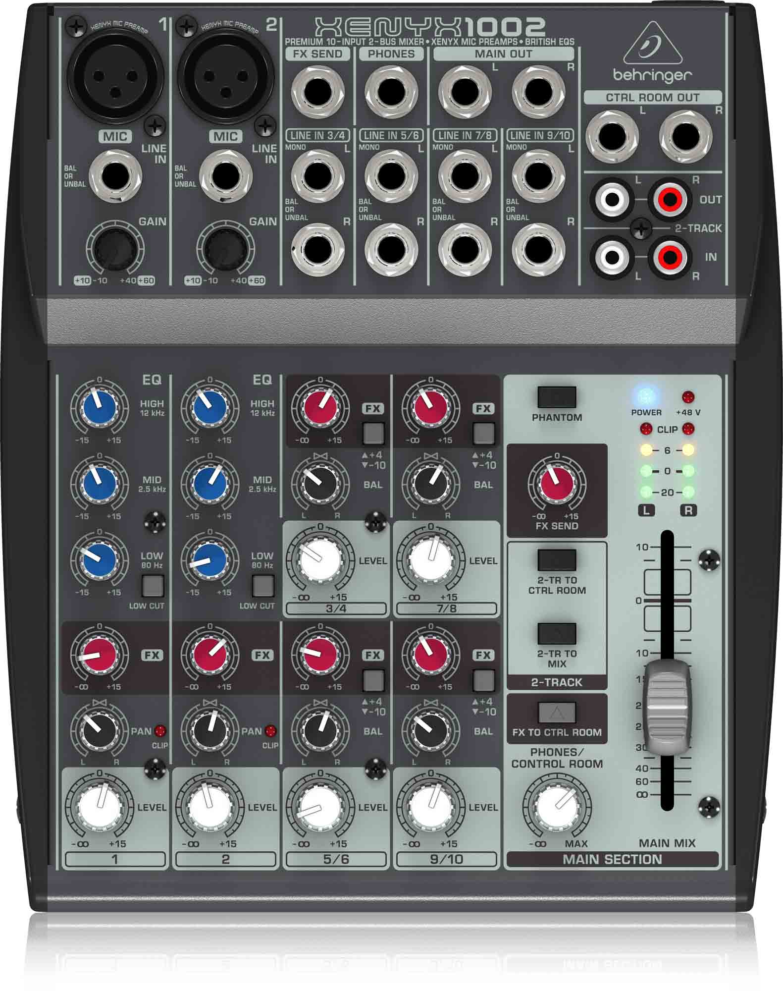 Behringer 1002 Premium 10-Input 2-Bus Mixer with XENYX Mic Preamps and British EQs - Hollywood DJ