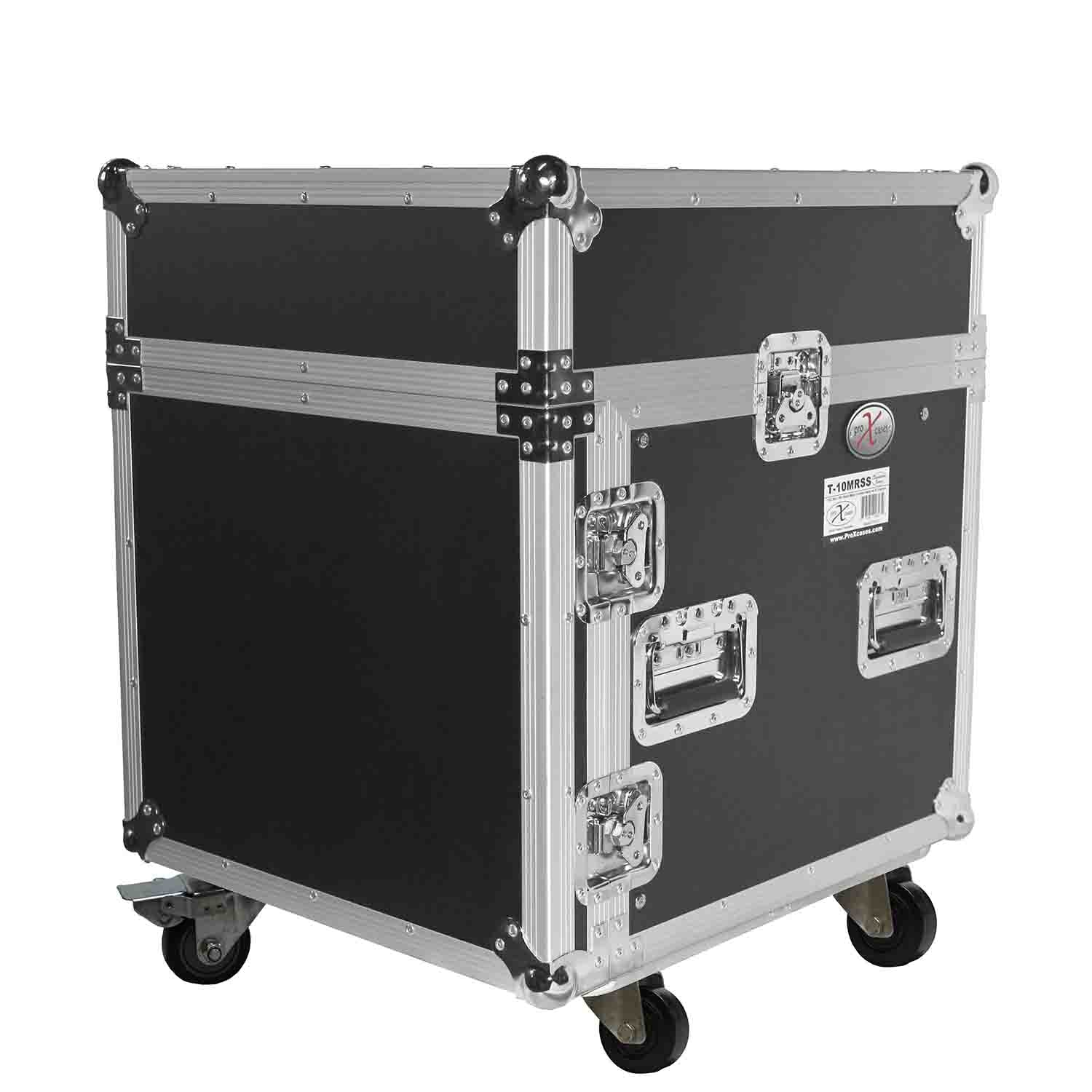 ProX T-10MRLT 10U Rack x 10U Top Mixer DJ Combo Flight Case with Laptop Shelf and Casters - Hollywood DJ