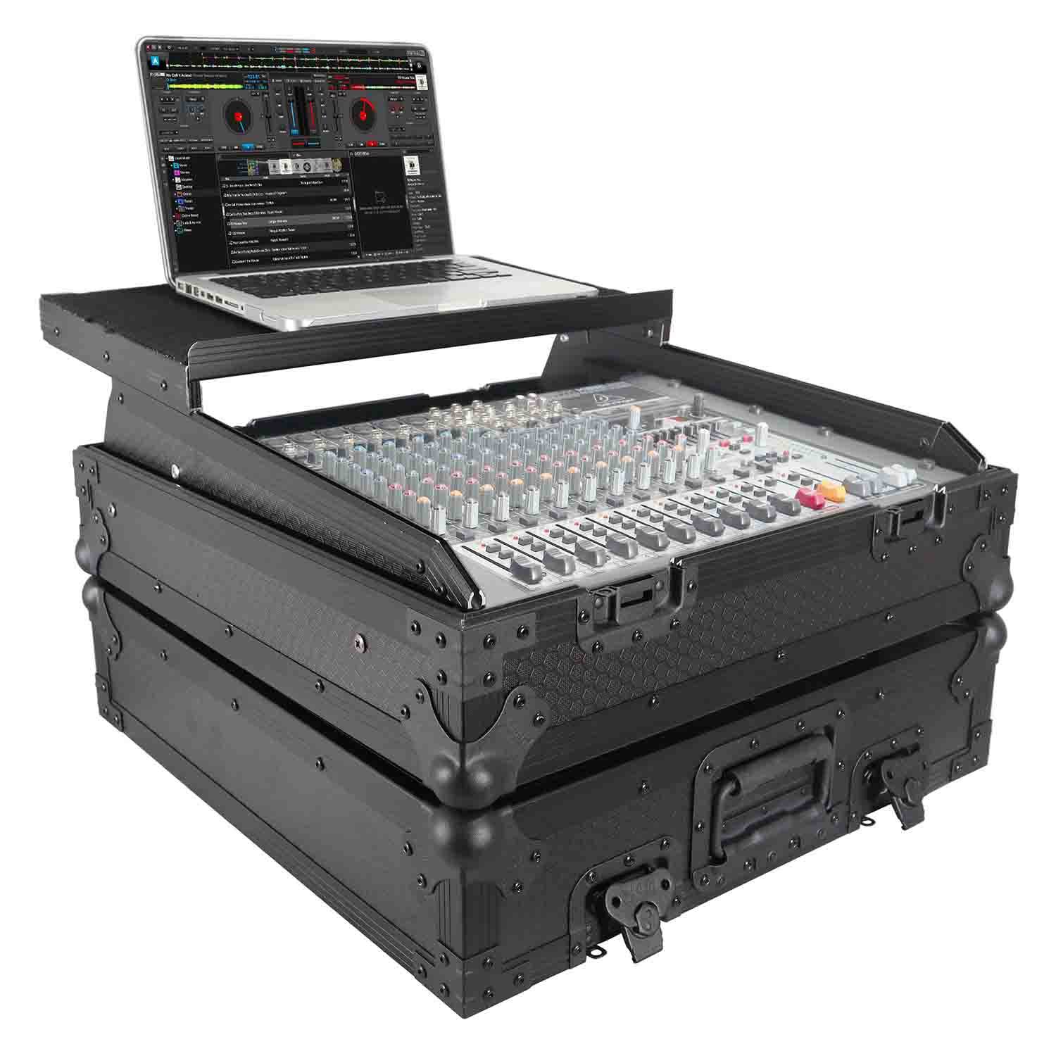 ProX XS-19MIXLTBL DJ Mixer Case, 10U Top Mount 19 Inch Slanted - Black on Black - Hollywood DJ