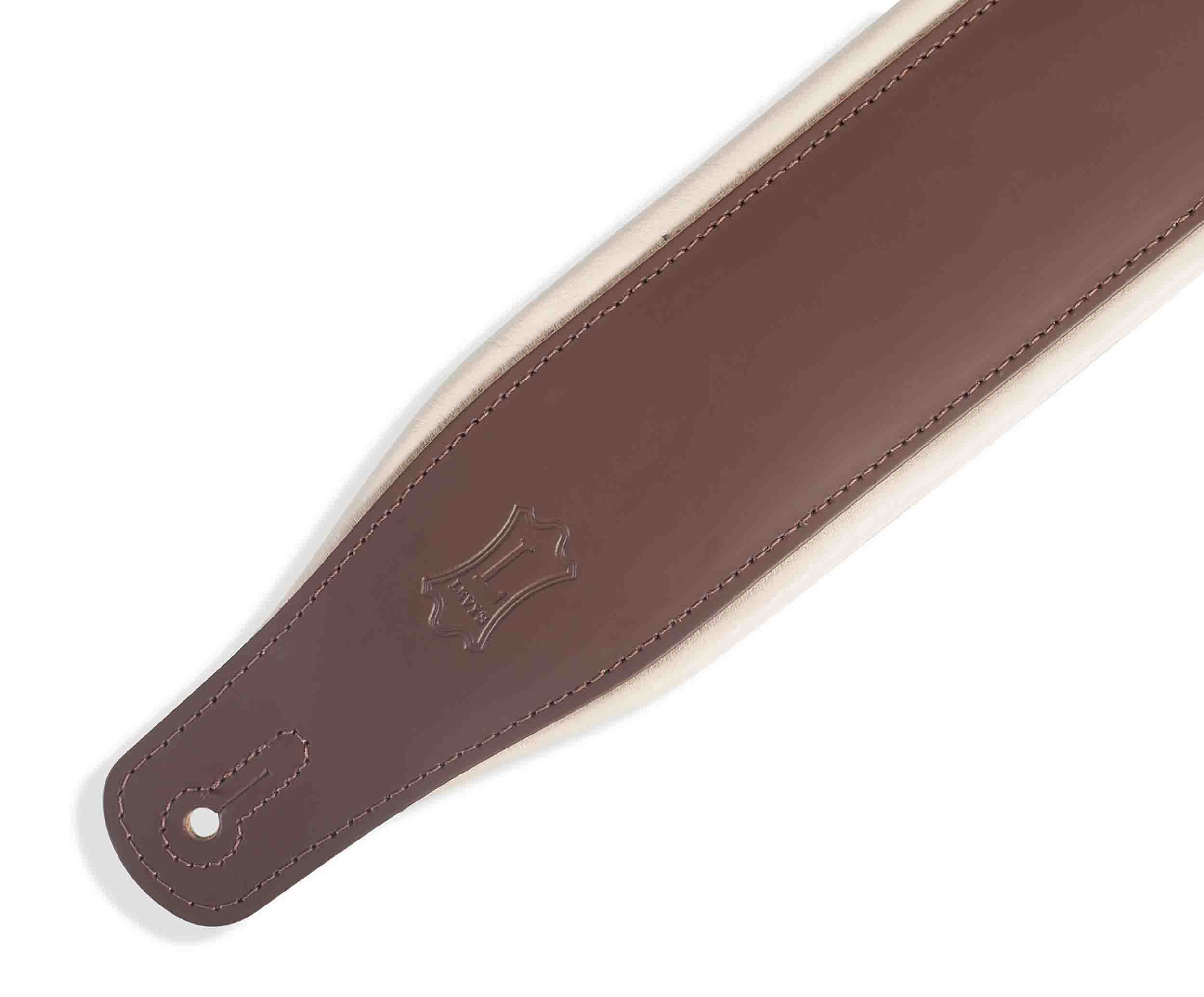 Levy's Leathers M26PD-BRN_CRM 3″ Top Grain Leather Guitar Strap with Foam Padding Wrapped - Brown - Hollywood DJ