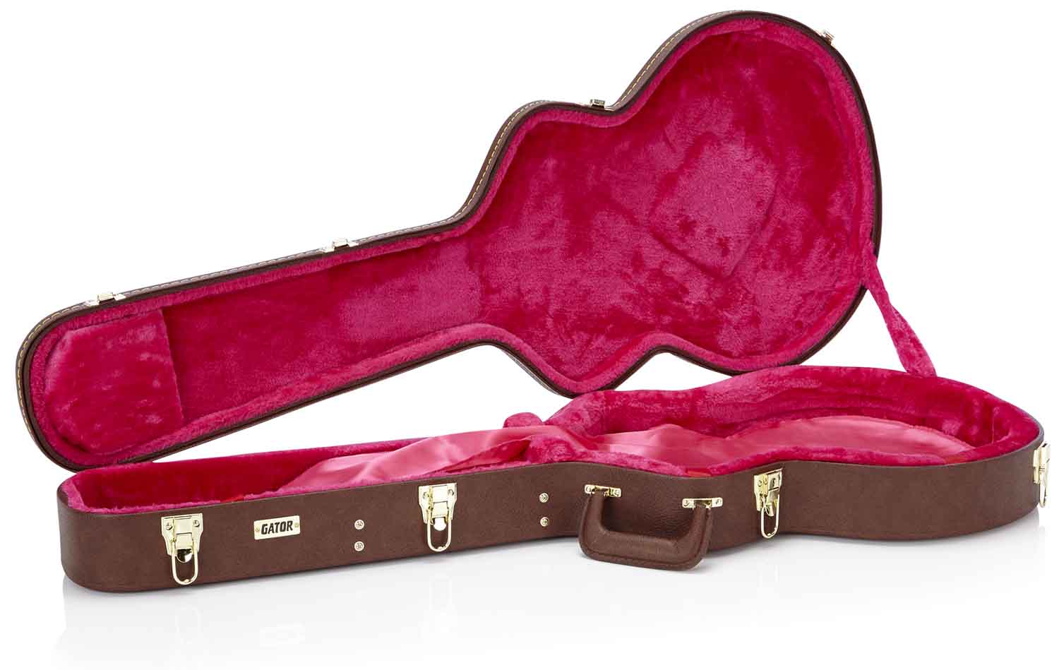 Gator Cases GW-335-BROWN Deluxe Wood Case for Semi-Hollow Guitars - Brown - Hollywood DJ