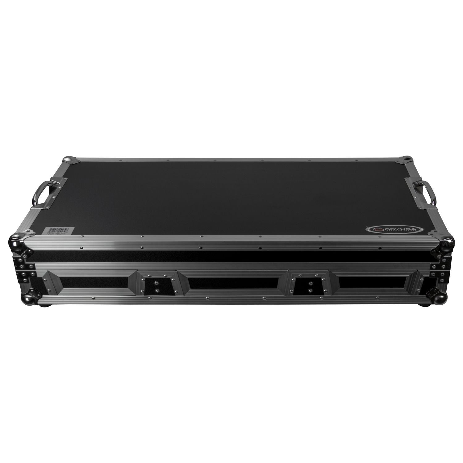 Odyssey FZGSL12CDJWR Black Low Profile 12″ Format DJ Mixer and Two Large Format Media Players Flight Coffin Case with Wheels and Glide Platform Odyssey