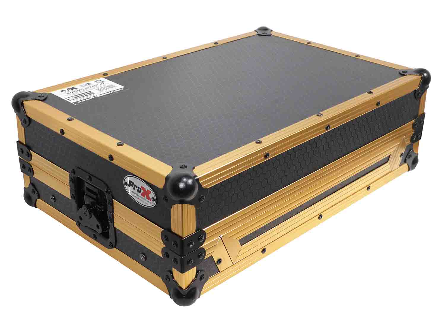 B-Stock: ProX X-DDJSB3 LT GLD LED, ATA Flight Case for Pioneer DDJ-FLX4, DDJ-SB3 and DDJ-400 Digital Controller with Sliding Laptop Shelf - Gold Black Finish - Hollywood DJ