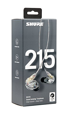 Shure SE215-CL Sound Isolating Earphones In-ear Monitors with Detachable Kevlar Reinforced Cables and Accessories Kit Clear | Open Box - Hollywood DJ