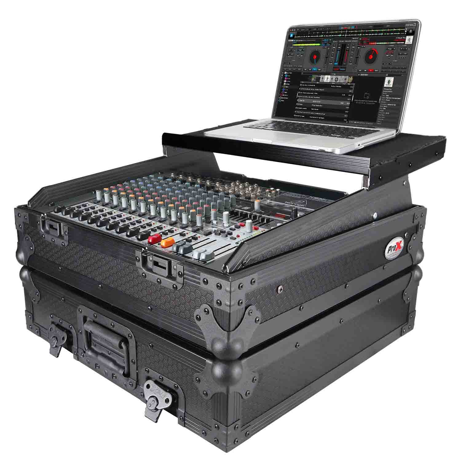 ProX XS-19MIXLTBL DJ Mixer Case, 10U Top Mount 19 Inch Slanted - Black on Black - Hollywood DJ