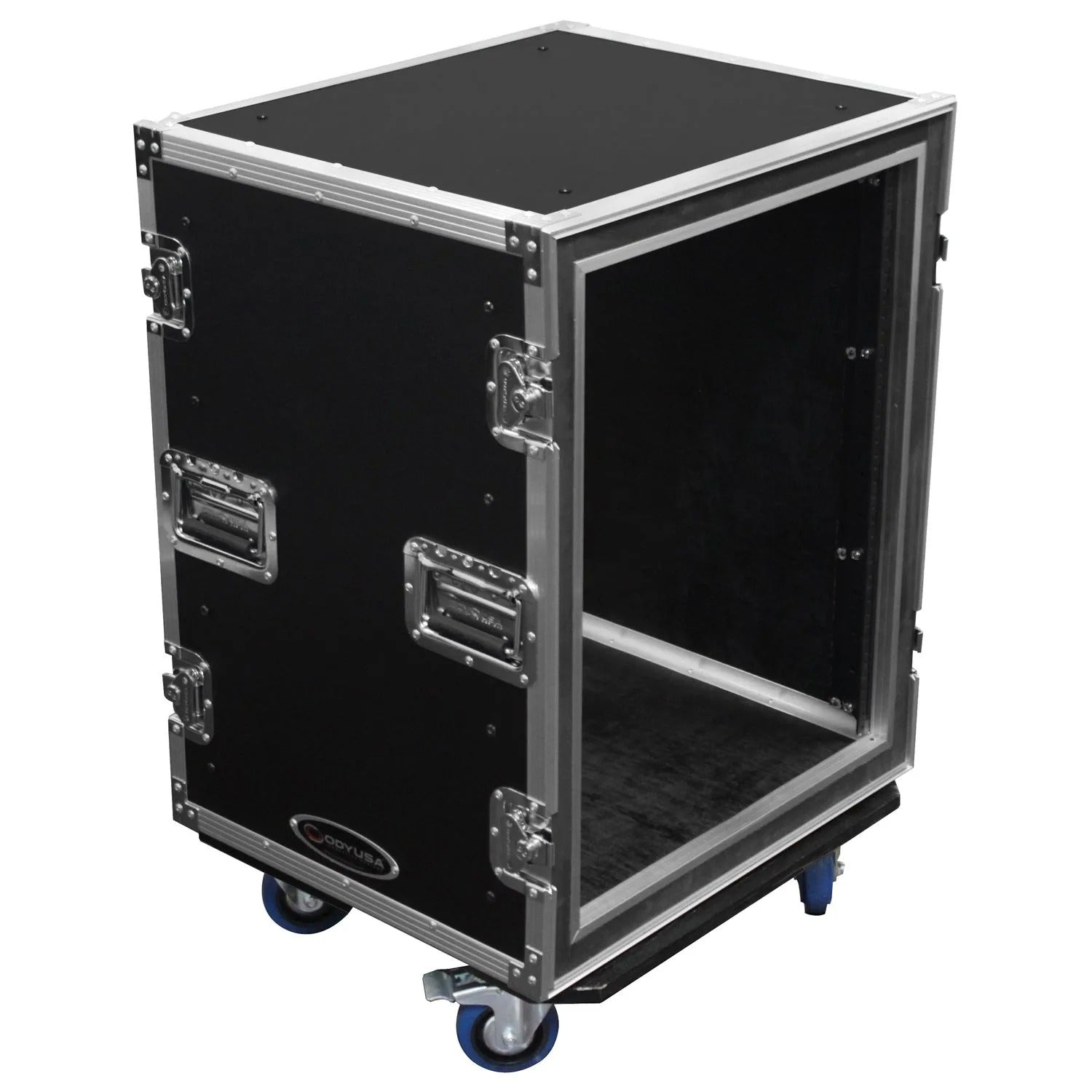 Odyssey FZS14W, 14U Shock Mount Rack Flight Case with Wheels - Hollywood DJ