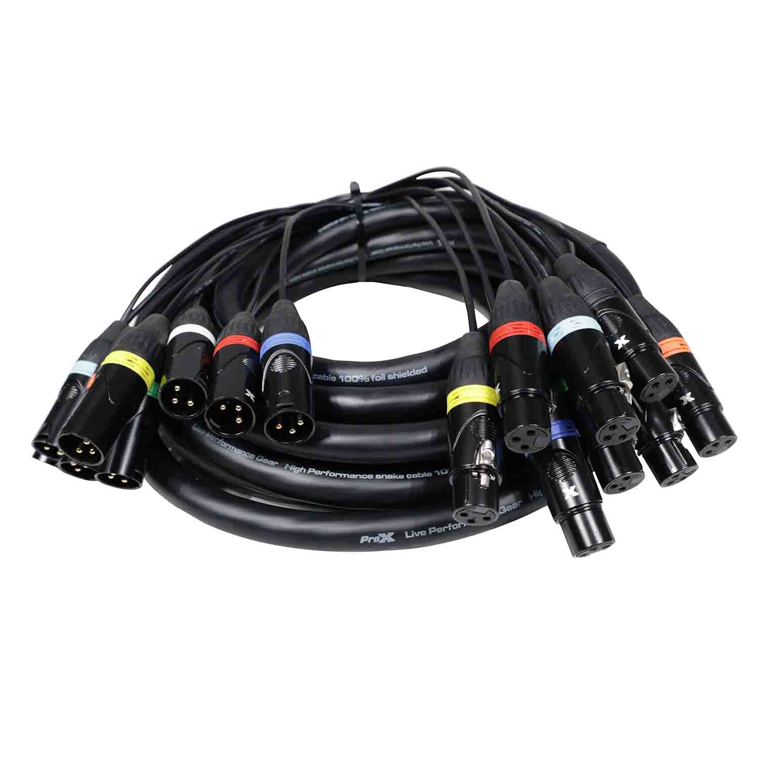 ProX XC-8XLR25 8-Channel XLR3F to XLR3M Balanced Snake Cable - 25 Feet - Hollywood DJ