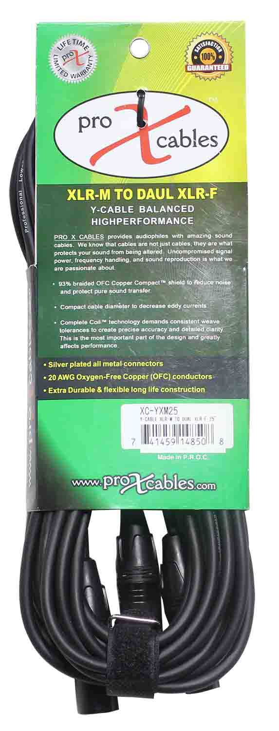 Prox XC-YXM25 Balanced XLR-M to Dual XLR-F High Performance Audio Y Cable - 25 Feet - Hollywood DJ