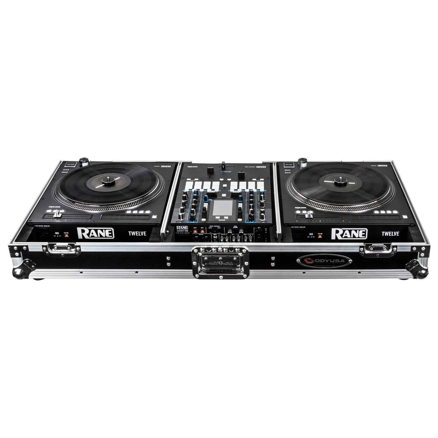 Odyssey FZGSRANE1272W Low Profile Rane Twelve and Rane Seventy-Two Coffin Flight Case With Glide Platform - Hollywood DJ