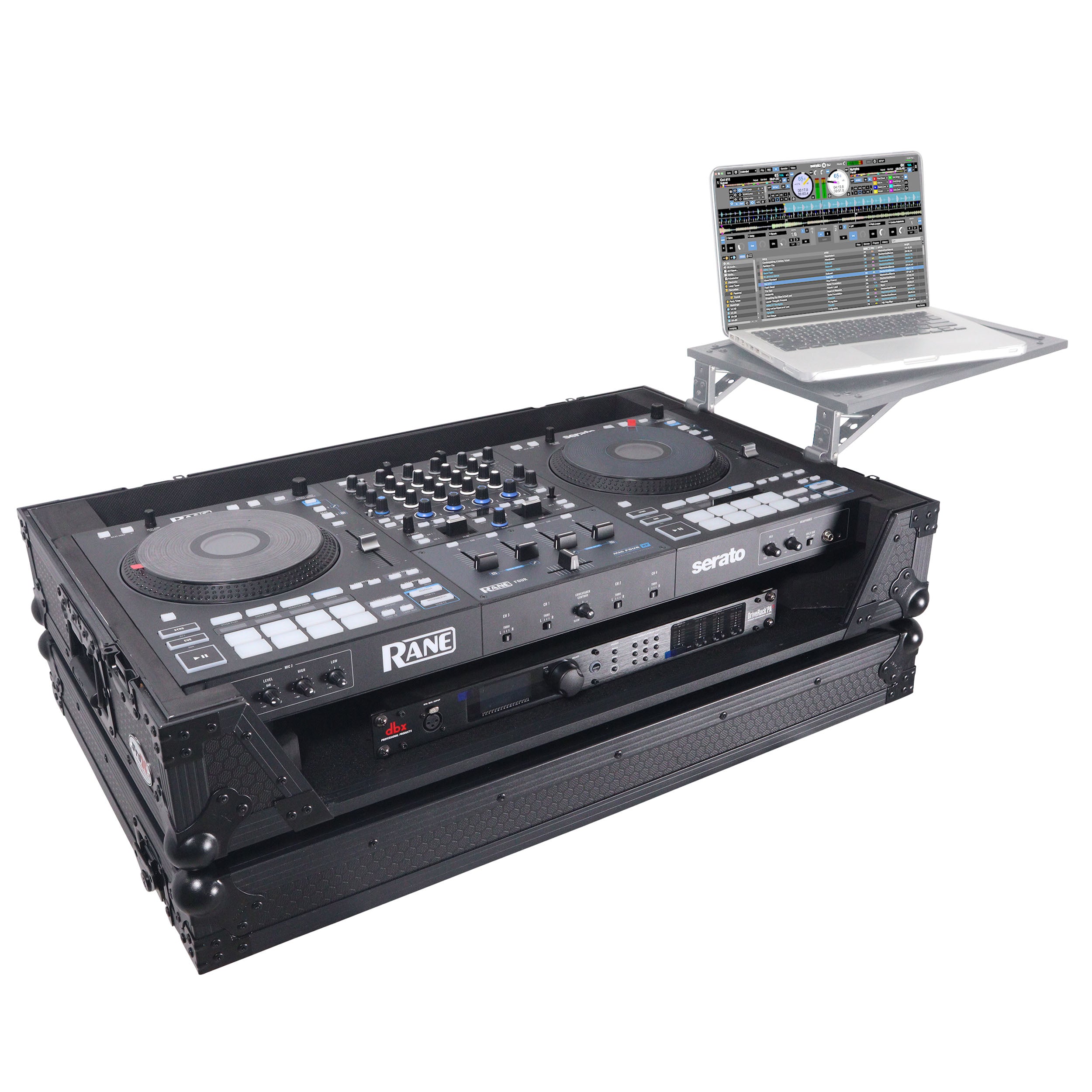 ProX XS-RANEFOURWBL, ATA Flight Style Road Case for RANE Four DJ Controller with 1U Rack Space and Wheels - Black Finish ProX Cases